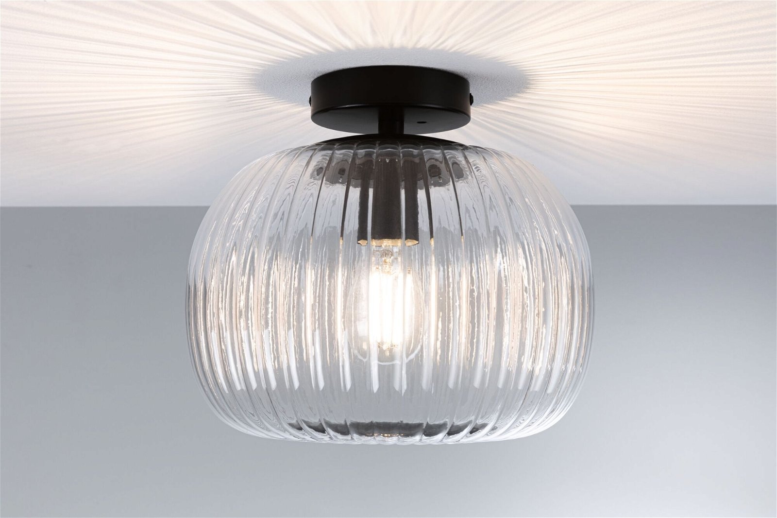 Paulmann Deckenleuchte »Ruya IP44 E27 230V max. 60W Glas, Schwarz matt«, 1 flammig, Leuchtmittel E27 | ohne Leuchtmittel
