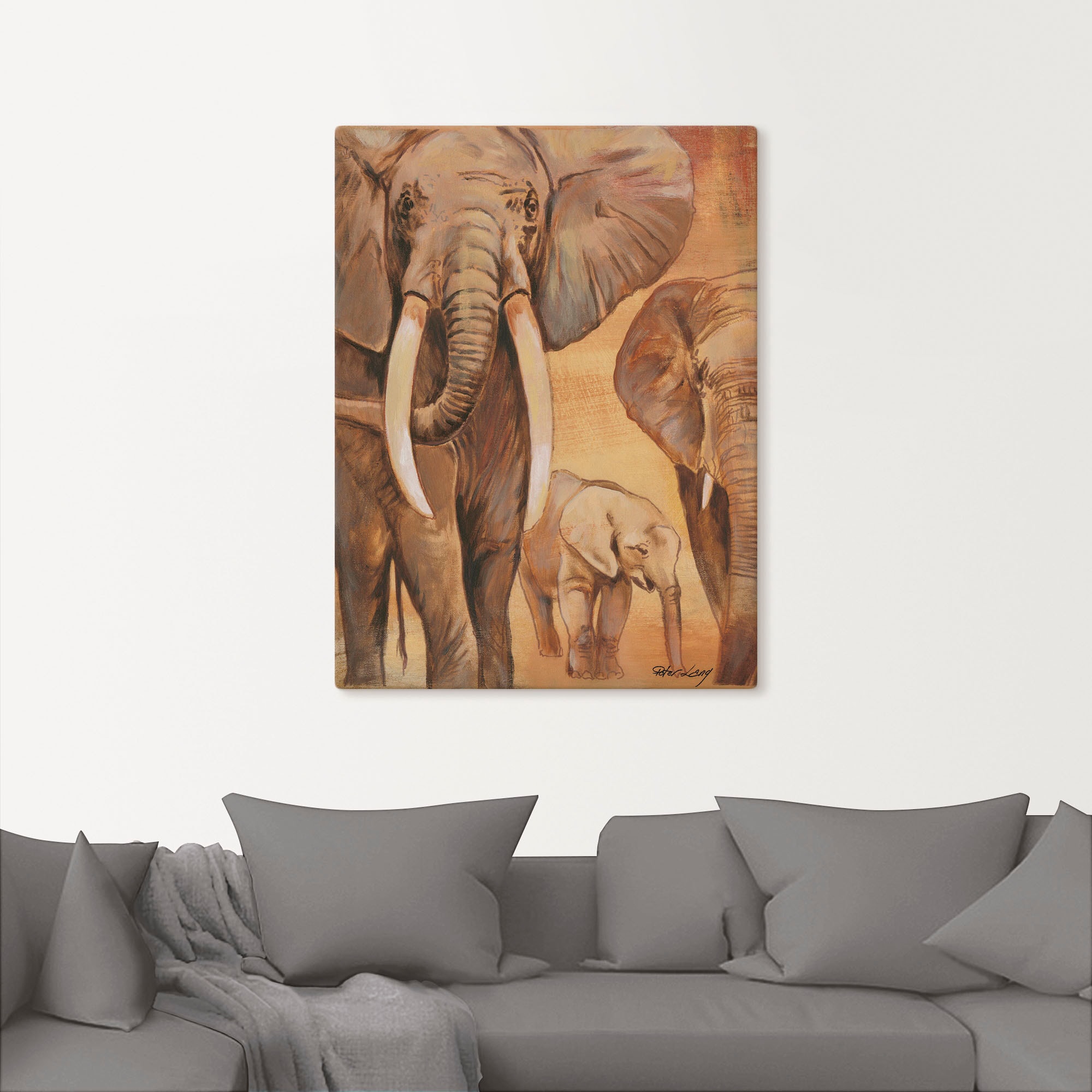 Artland Wandbild »Elefanten I«, Wildtiere, oder bei Größen als Wandaufkleber (1 St.), Leinwandbild, Alubild, in versch. OTTO Poster
