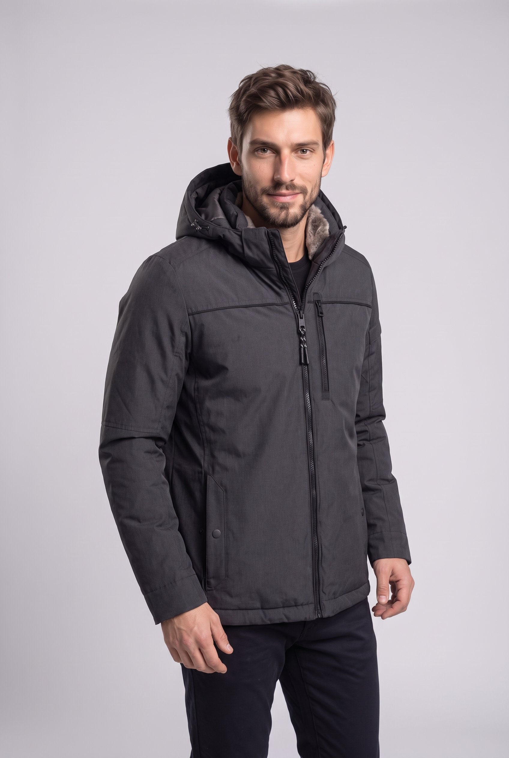 CASAMODA Winterjacke mit Kapuze mit Kapuze und Reißverschluss