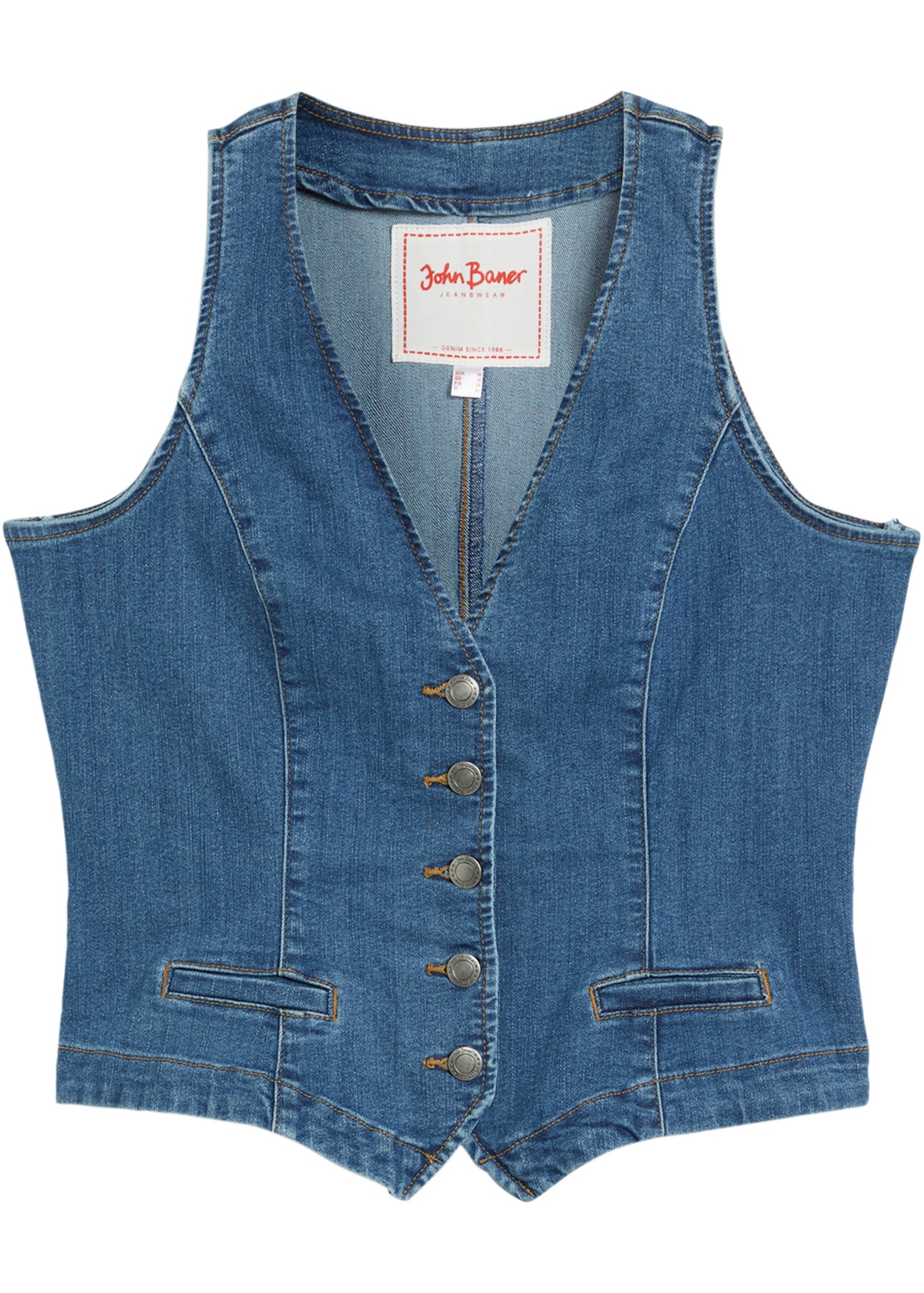 bonprix Jeansweste »Stretch-Jeansweste« tailliert, mit Knopfleiste und V-Ausschnitt