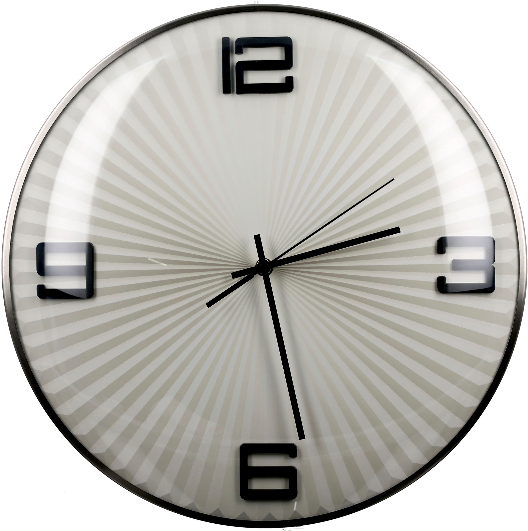Casablanca by Gilde Wanduhr »Ribbed, schwarz/silberfarben/weiß«, rund, Ø 40 cm, aus Metall, Wohnzimmer