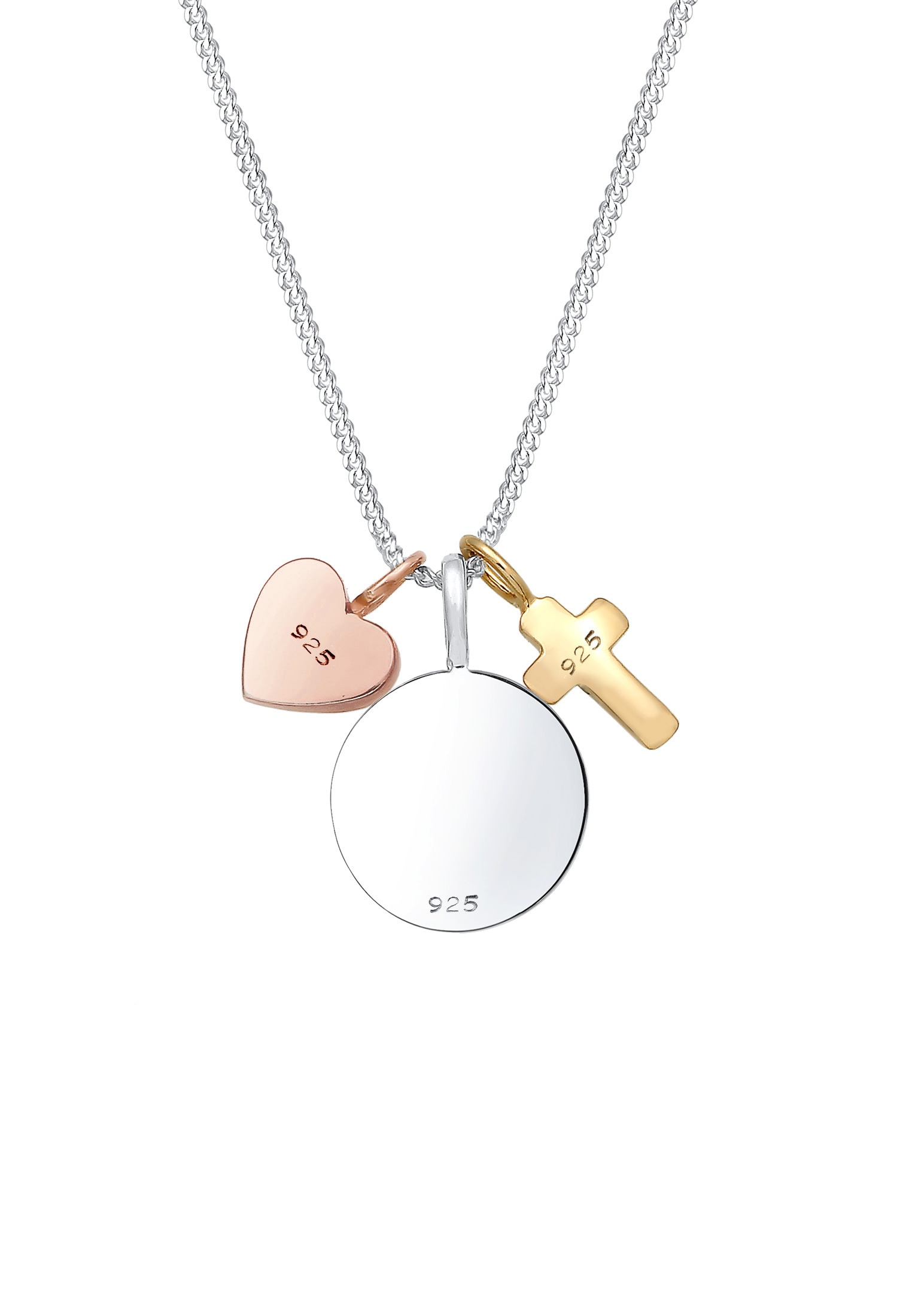 Elli Kette mit Anhänger »Halskette Kreuz Herz Taube Religion 925 Sterling Silber vergoldet«