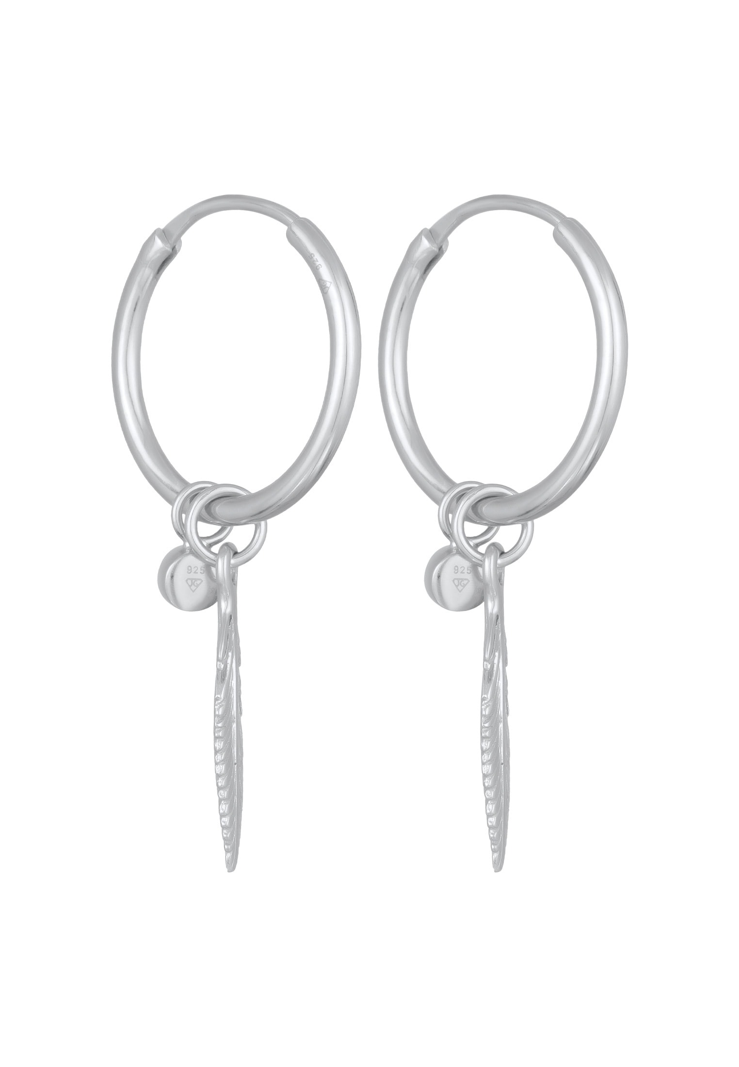 Elli Paar Creolen »Ohrringe Creolen Feder Kristall Boho 925 Silber«