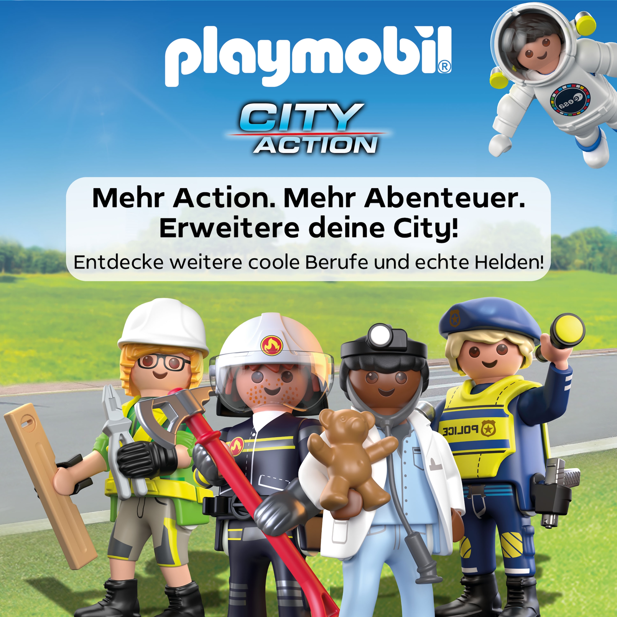 Playmobil® Konstruktions-Spielset »Polizei Streifenwagen (71729), Playmobil Action Heroes«