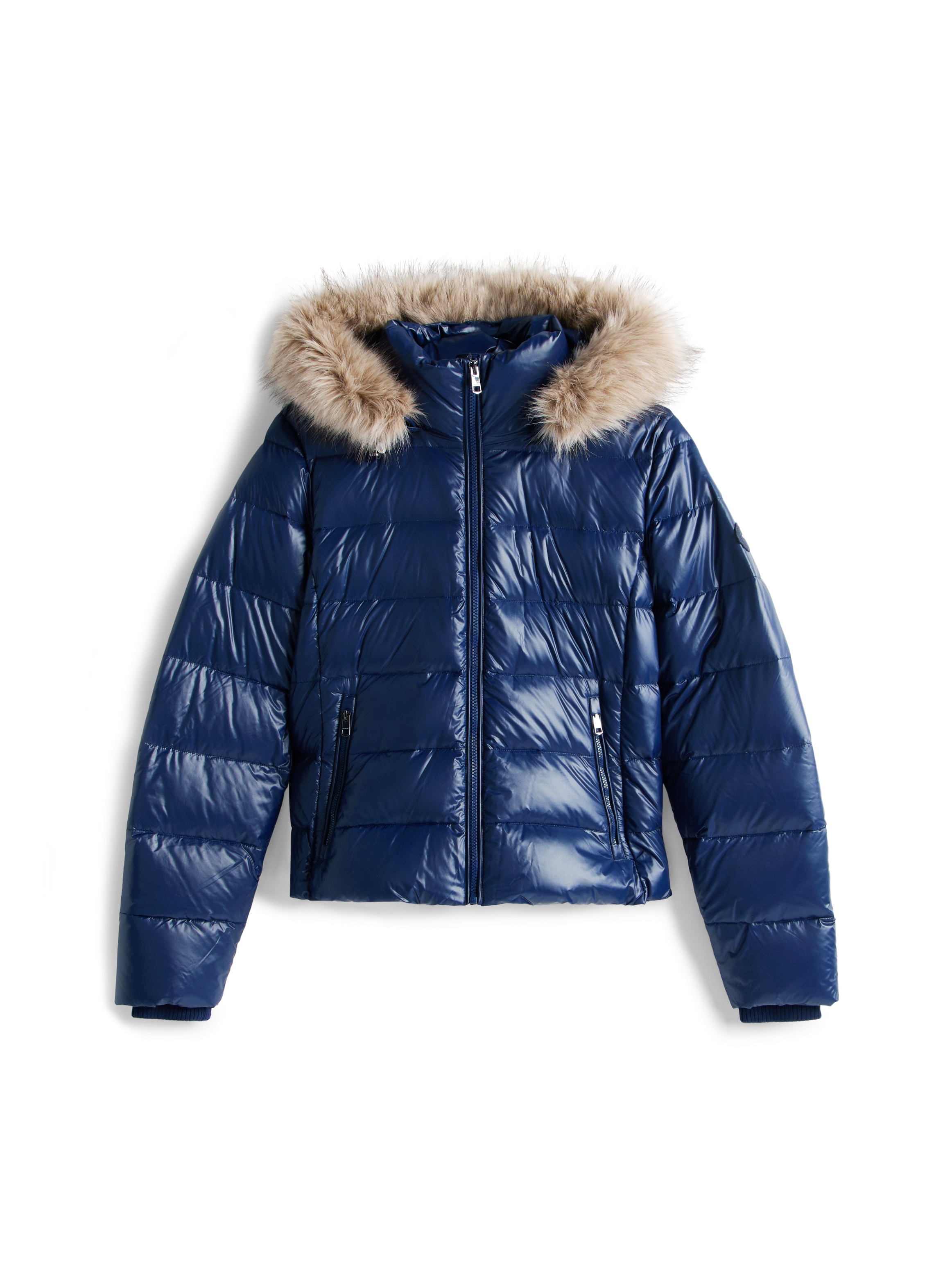 Tommy Hilfiger Steppjacke »GLOSS HW DOWN SLIM JACKET W FUR« in leicht glänzender Optik, mit Fellimitat