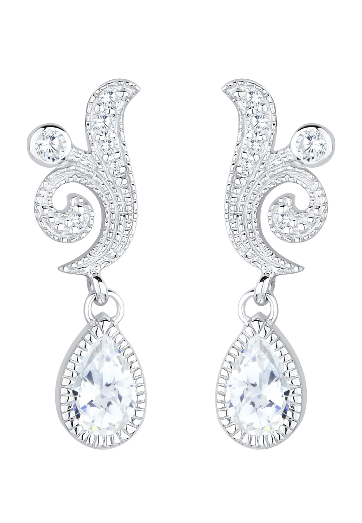 Elli Premium Paar Ohrhänger »Ohrringe Elli PREMIUM Ohrringe Ornament Tropfen Festlich Zirkonia 925 Silber«