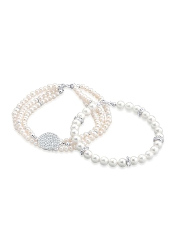 Elli Premium Perlenarmband Set »Layering Synthetische Perlen 925 Silber« kaufen