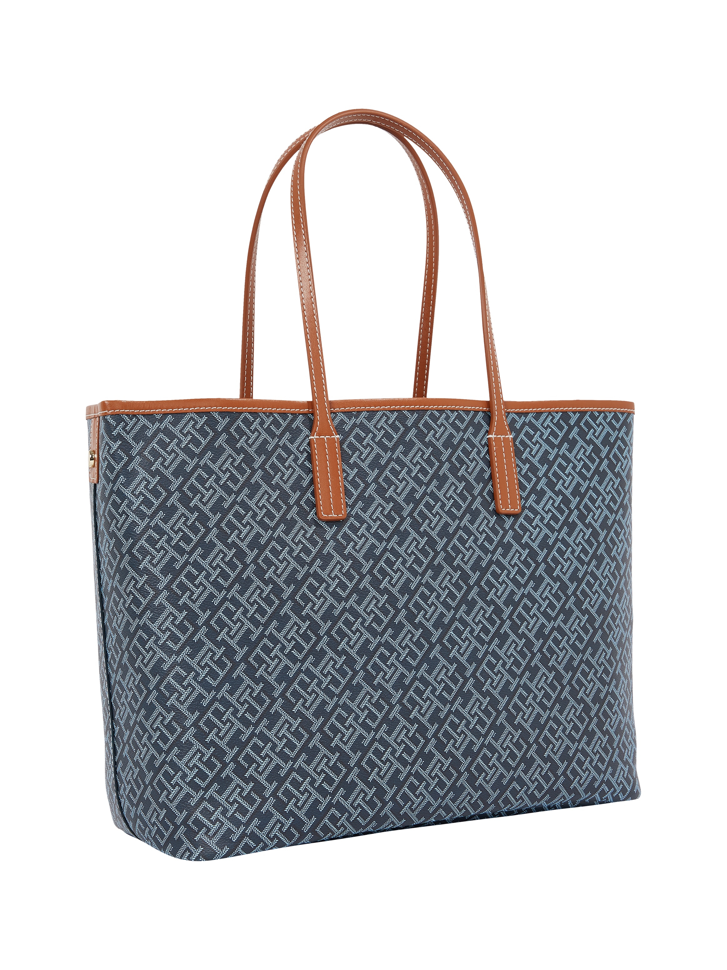 Tommy Hilfiger Tragetasche »TH MONOPLAY LEATHER TOTE«, Damen Schultertasche, Henkeltasche, Shopper mit Allover-Print