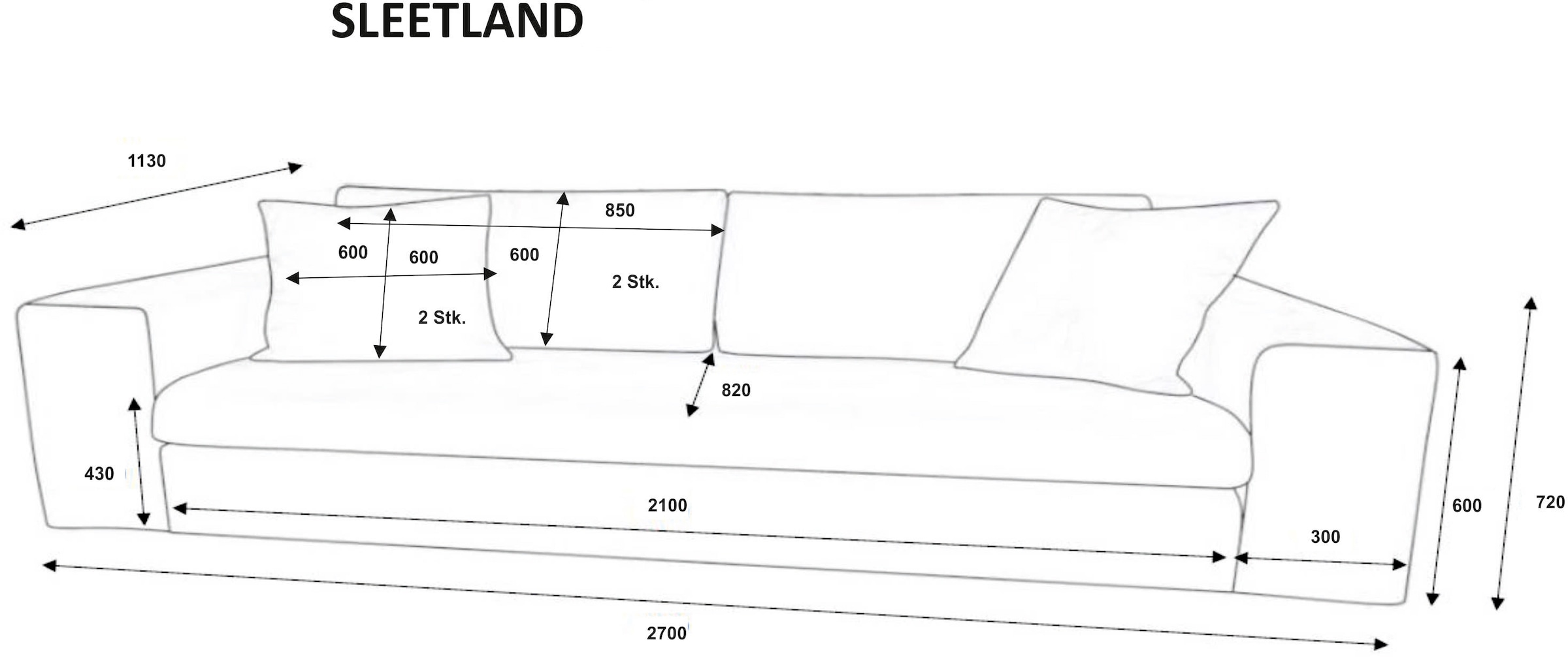 Home affaire 3-Sitzer »SLEETLAND XXL in Samtvelours oder Vintage-Leder-Optik« besonders groß und bequem