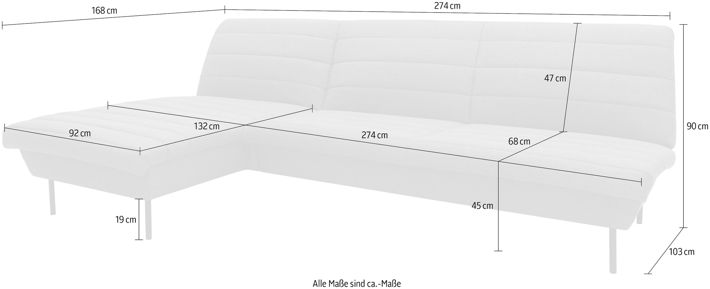 LOOKS by Wolfgang Joop Ecksofa »LOOKS IX L-Form«, Quersteppung, ohne Armlehnen