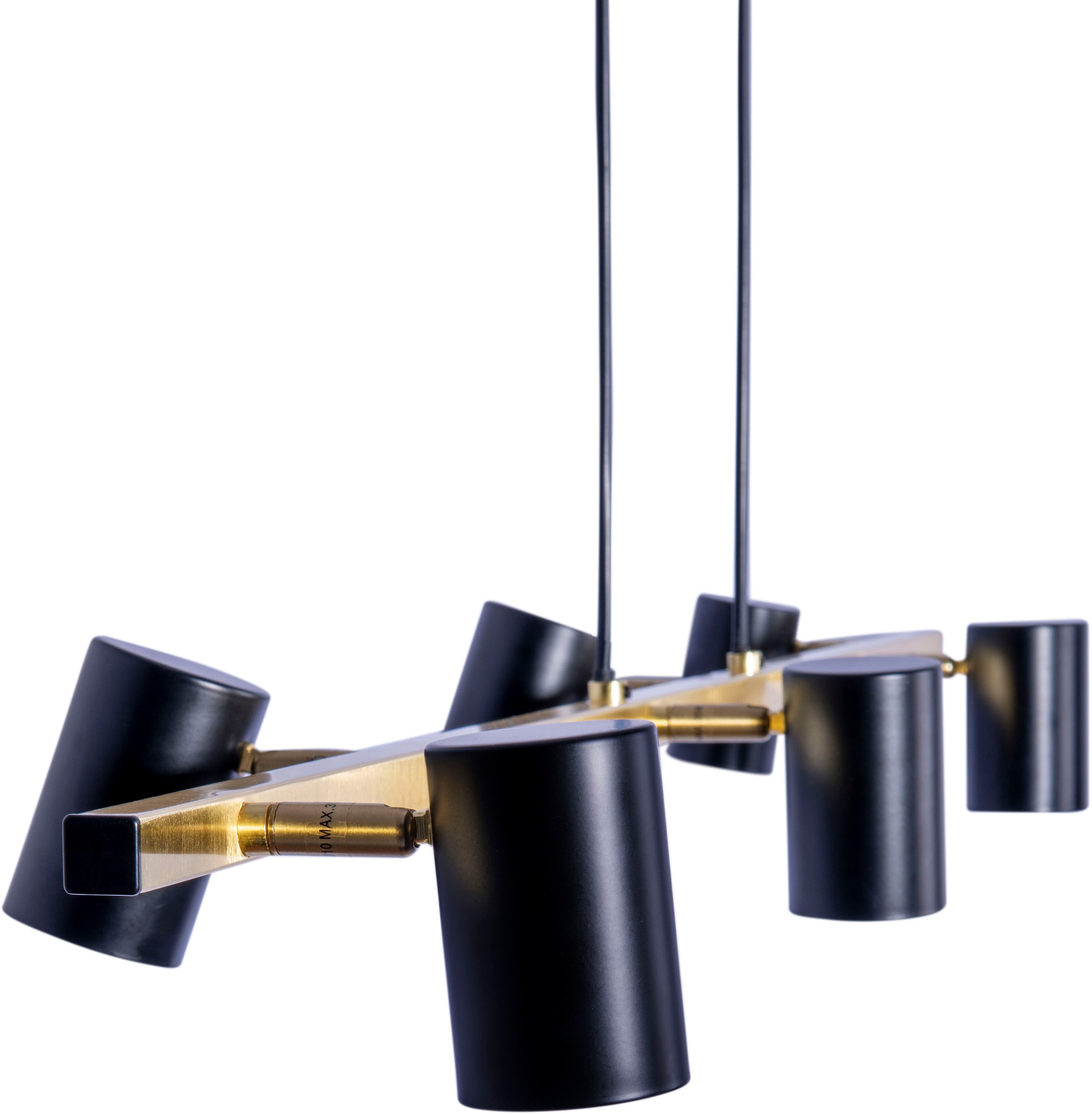 näve Pendelleuchte »Frida«, 6 flammig, Leuchtmittel GU10 | ohne Leuchtmittel, 6flg., GU10, Strahler schwarz matt, messing, Höhe 120cm, Länge 115cm