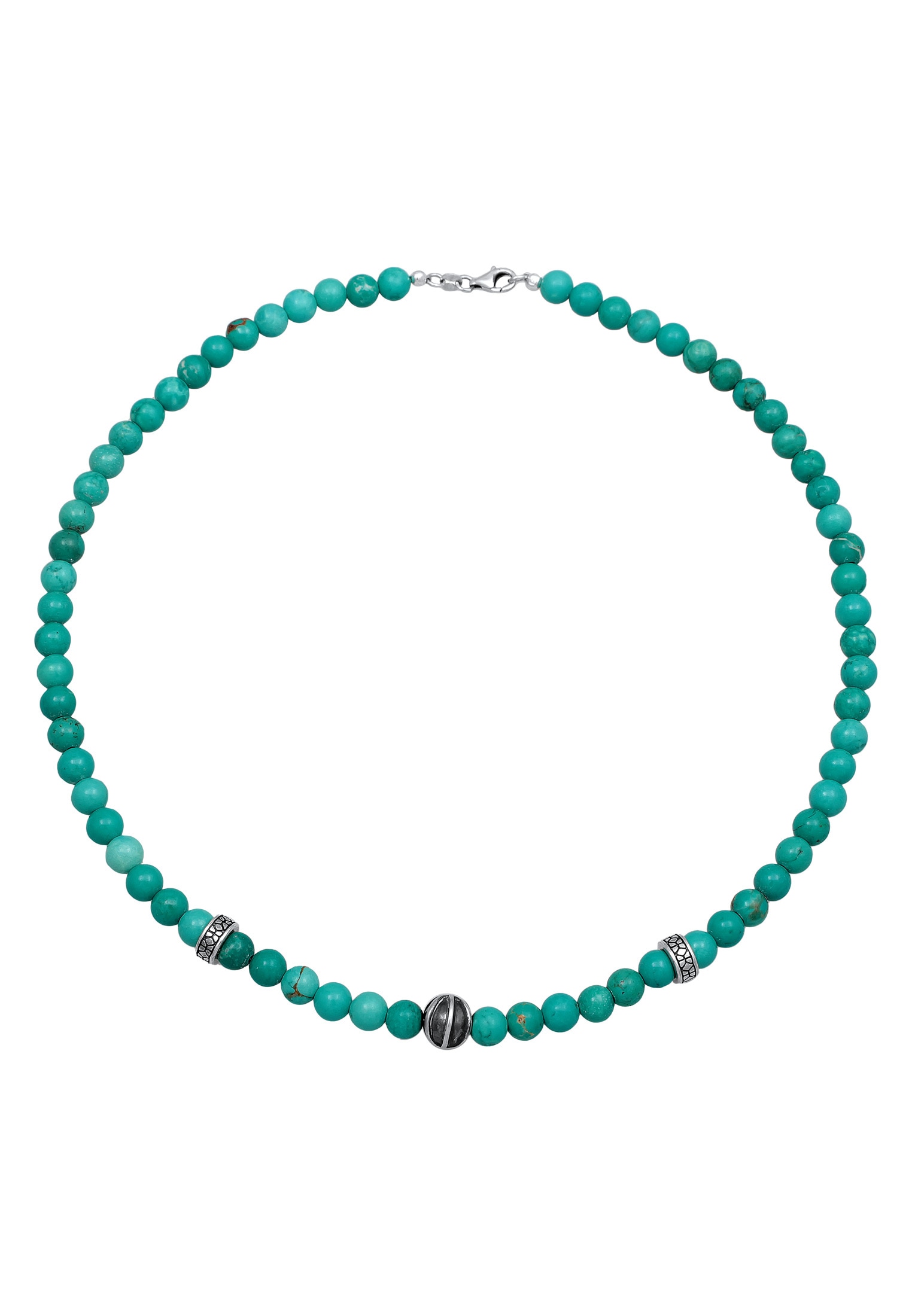 Kuzzoi Silberkette »Halskette Howlith Türkis Edelstein Perlen Beads 925 Silber«