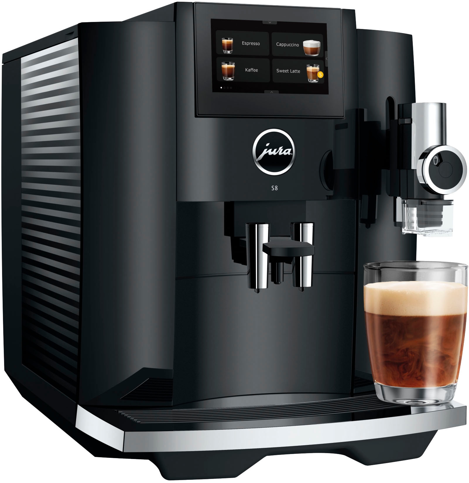 JURA Kaffeevollautomat »15482 S8 (EB), Piano Black« 27 Spezialitäten, Touch, Sweet Foam & Sirupaufsatz