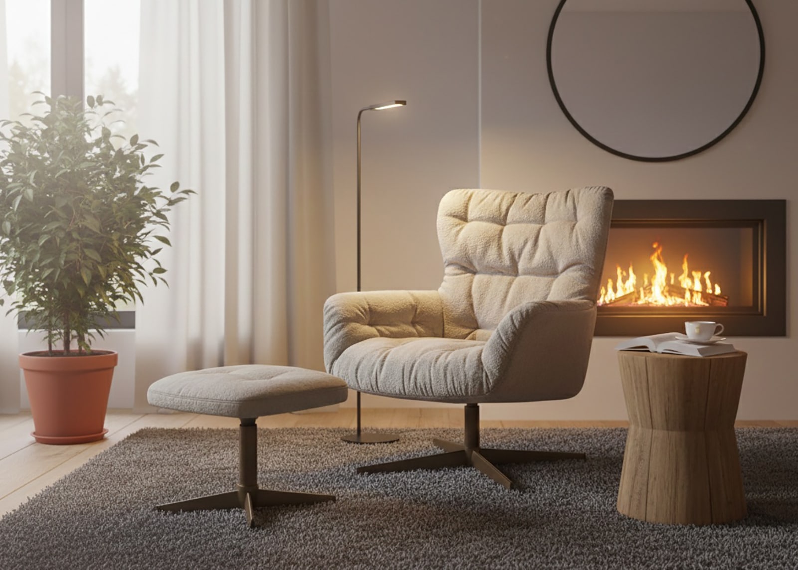 Jahnke Sessel »LOUNGE COSY TWIST PLUS« Loungesessel inkl. Hocker, bequeme Polsterung & Armlehnen, drehbar