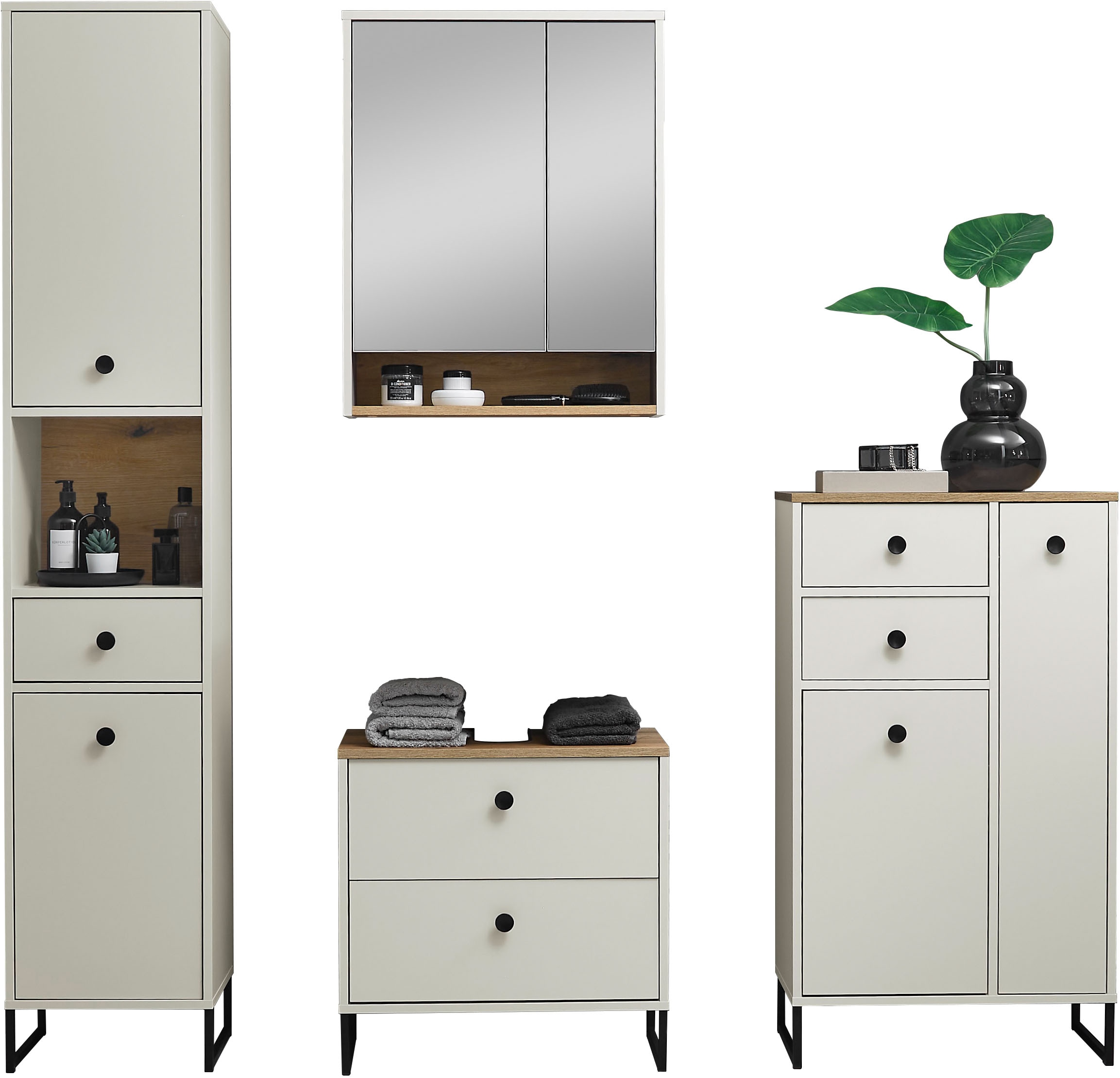 BASIC by Balculina Spiegelschrank »Linea« 1 Stk. tlg. Breite 60cm, Melaminbeschichtung