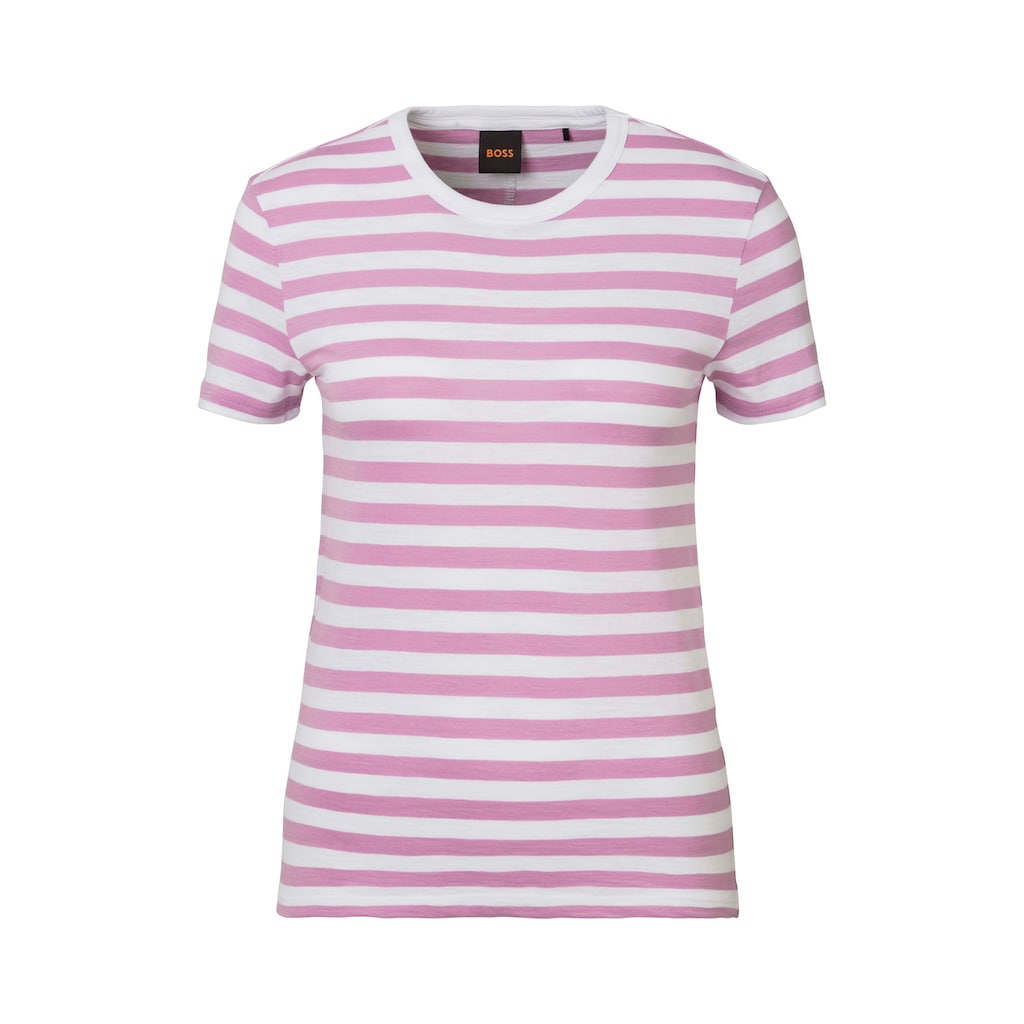 BOSS ORANGE T-Shirt »C_Esla_Striped Premium Damenmode«, im gestreiften Design
