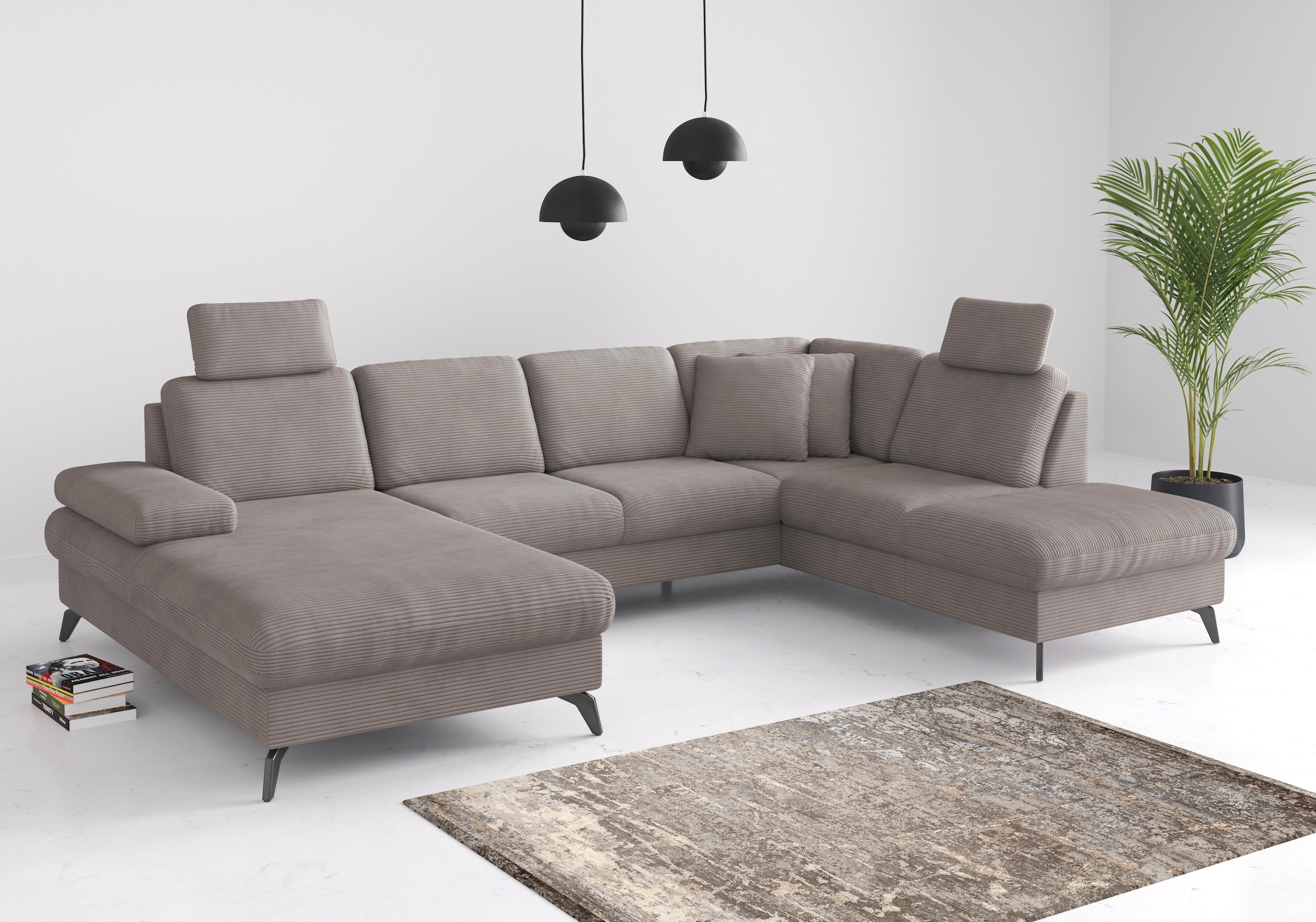 sit&more Wohnlandschaft »Morris Jubi U-Form«, inkl. Armteilfunktion und 1 Zierkissen, wahlweise mit Bettfunktion