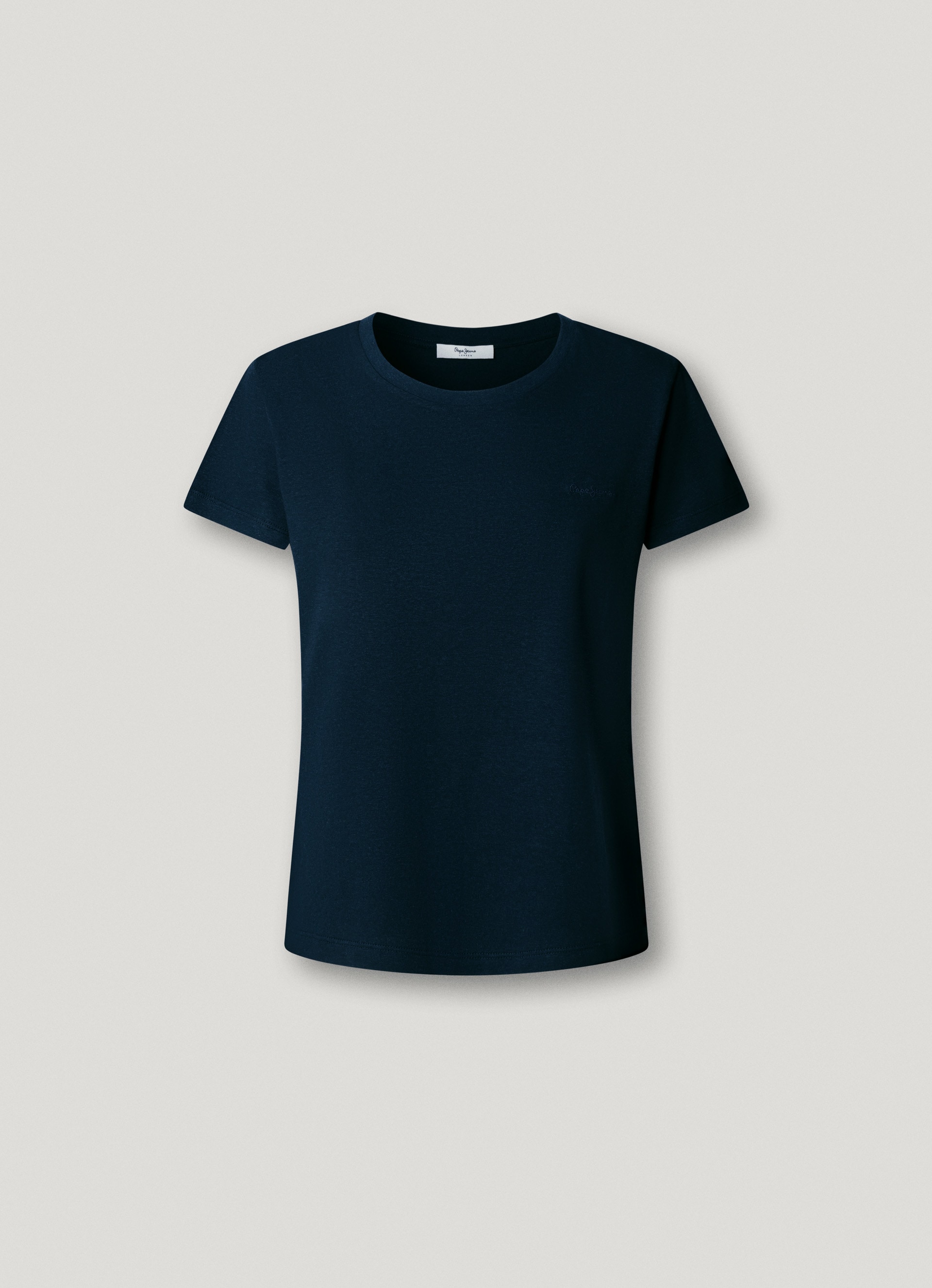 Pepe Jeans T-Shirt »MEGAN« mit Leinenanteil, Logostickerei auf der Brust