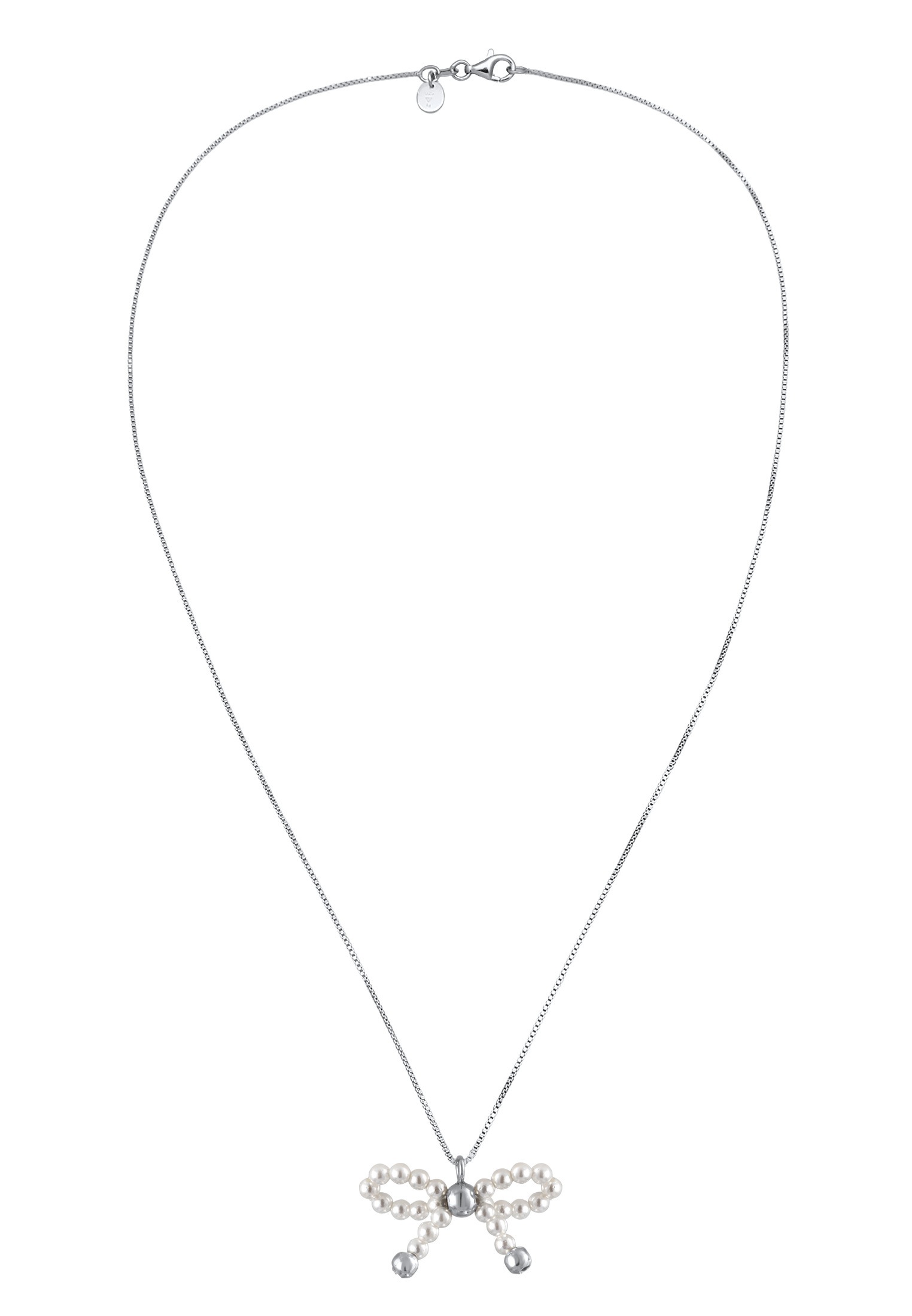 Elli Premium Perlenkette »Halskette Schleife Muschelkernperlen Anhänger 925 Silber«