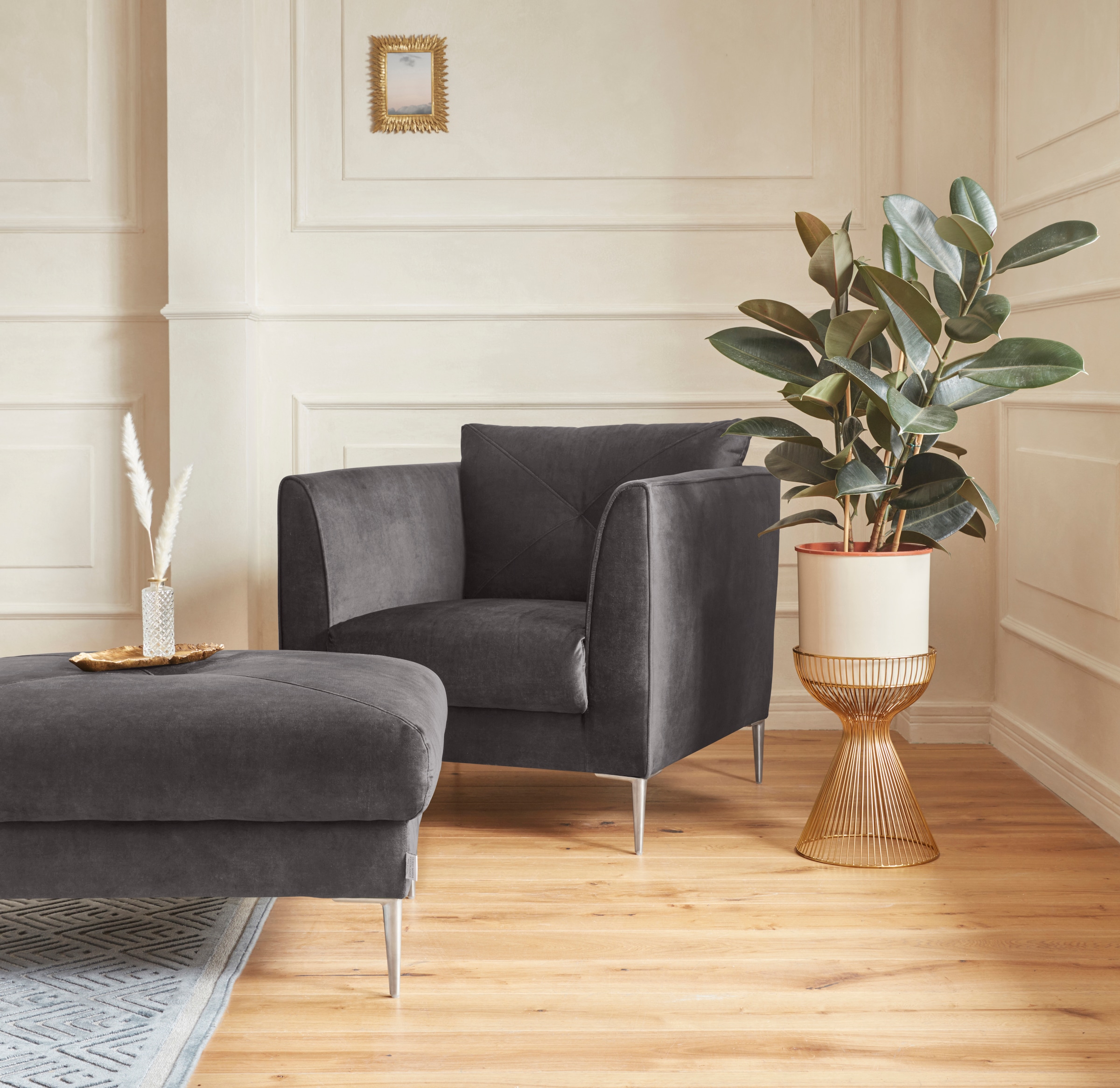 Guido Maria Kretschmer Home&Living Hocker »Chilltime«, mit eleganter Kreuznaht auf der Sitzfläche