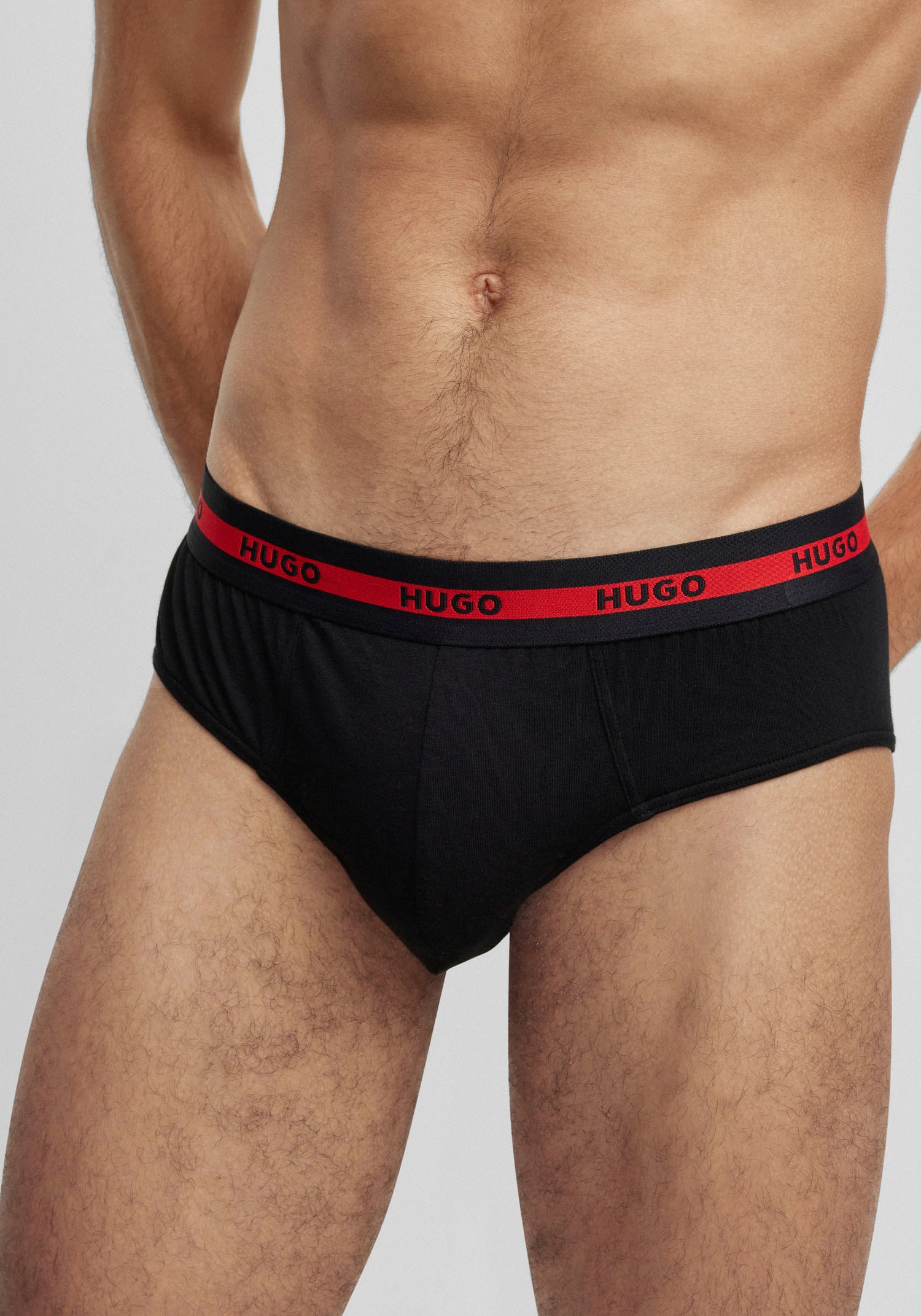 HUGO Underwear Slip, (Packung, 3 St., Im Dreierpack), mit Kontraststreifen und Logoschriftzügen auf dem Bund