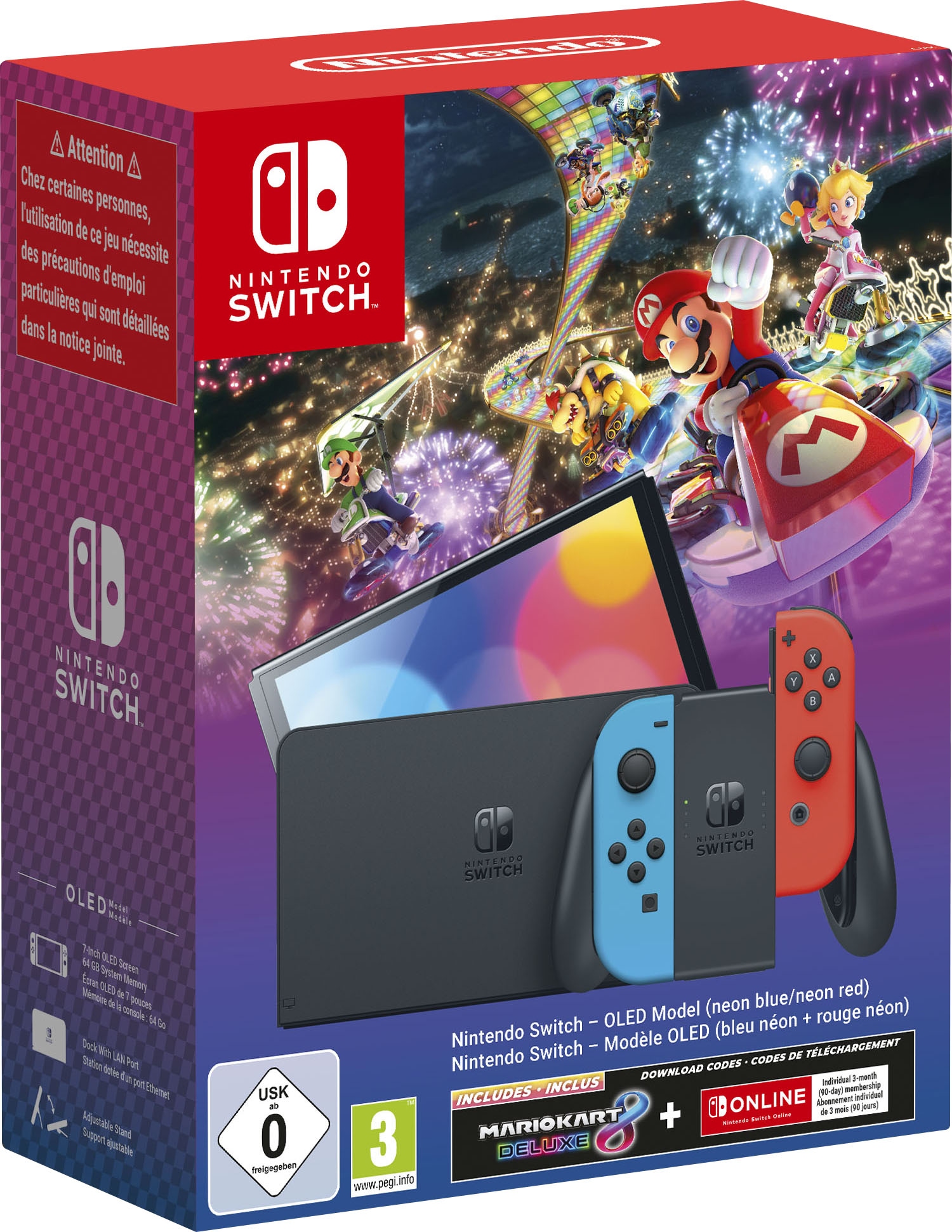 Nintendo Switch Spielekonsole »OLED-Modell + Mario Kart 8 Deluxe + 3 Monate Mitgliedschaft«