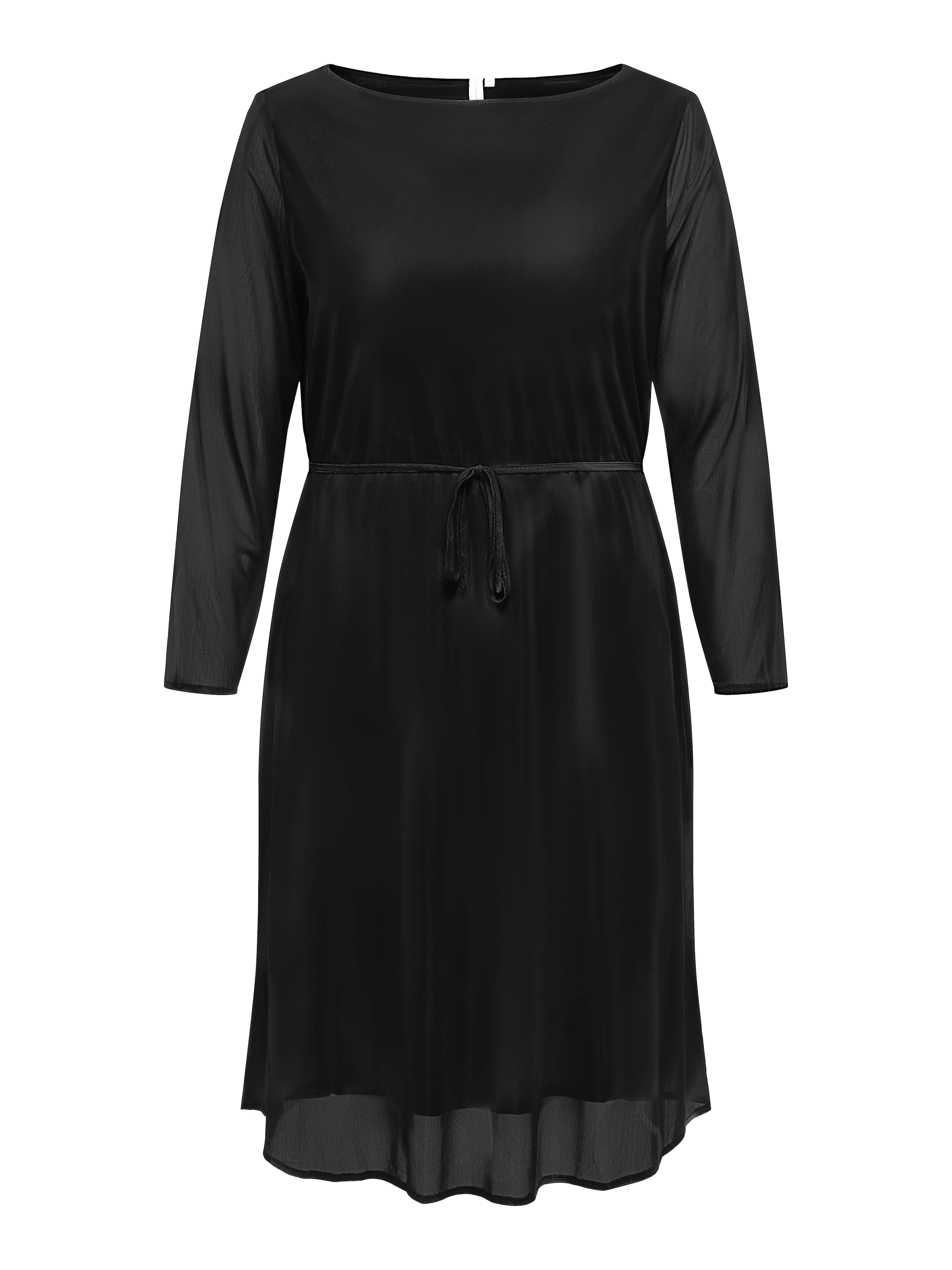 ONLY CARMAKOMA Chiffonkleid »CARFOREST LIFE LS BOATNECK BLK DRESS JRS«, Sommerkleid