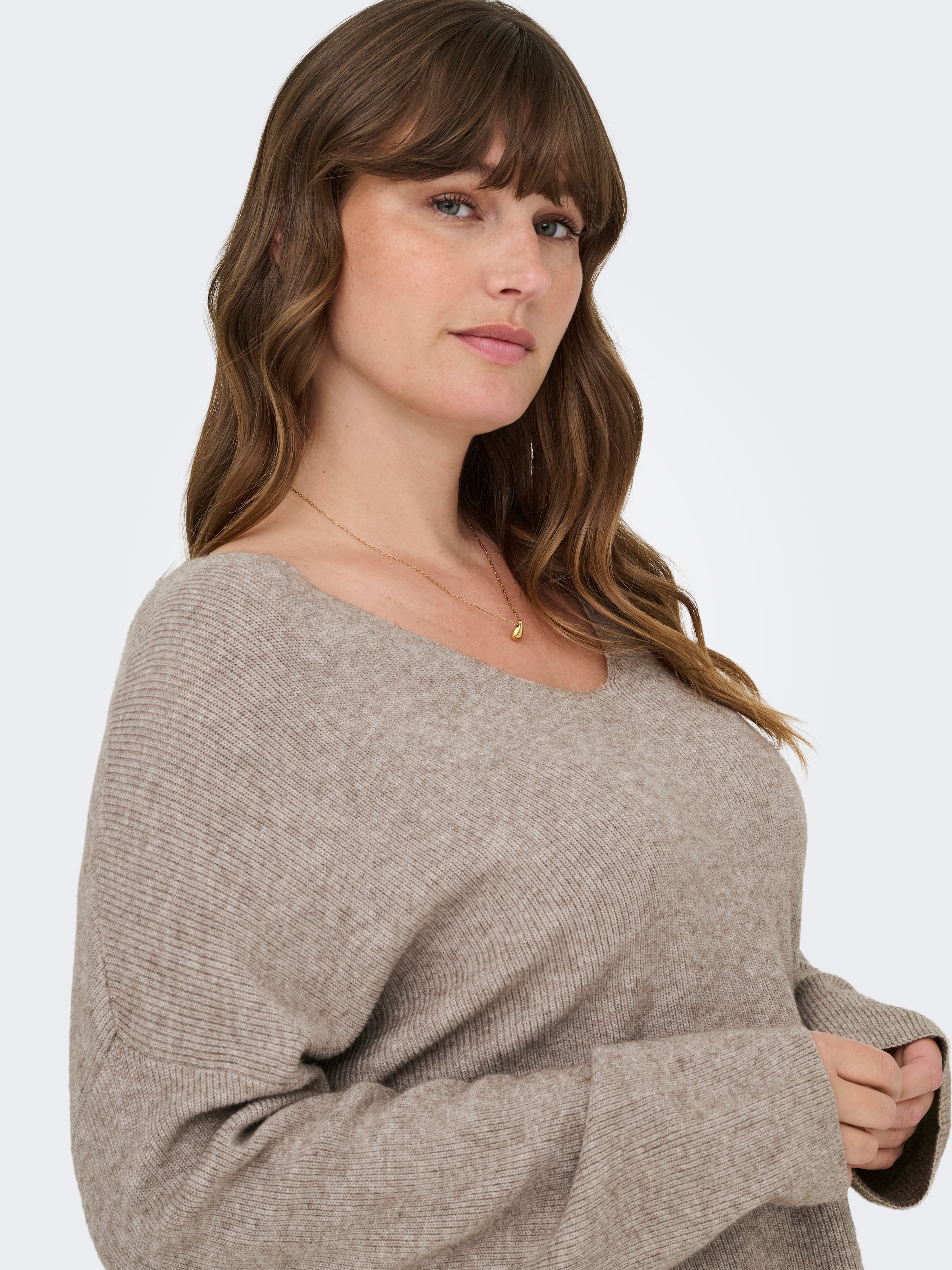ONLY CARMAKOMA V-Ausschnitt-Pullover »CARIBI LS RIB LOOSE V-NECK CC KNT«