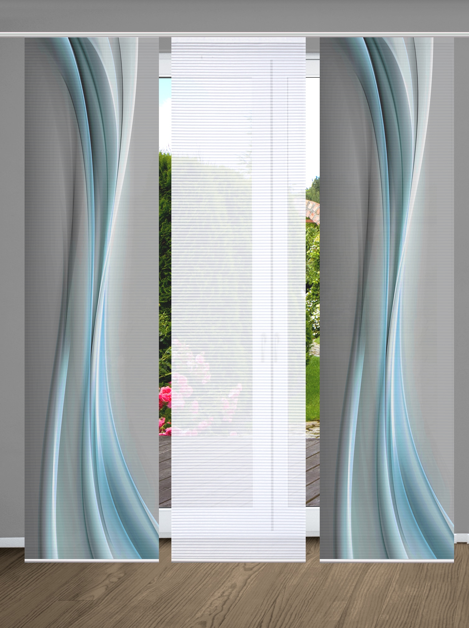 HOME in green Schiebegardine »ELANIA« Paneelwagen 3 Stk. tlg. SET DIGITALDRUCK,BAMBUSOPTIK RECYCELT