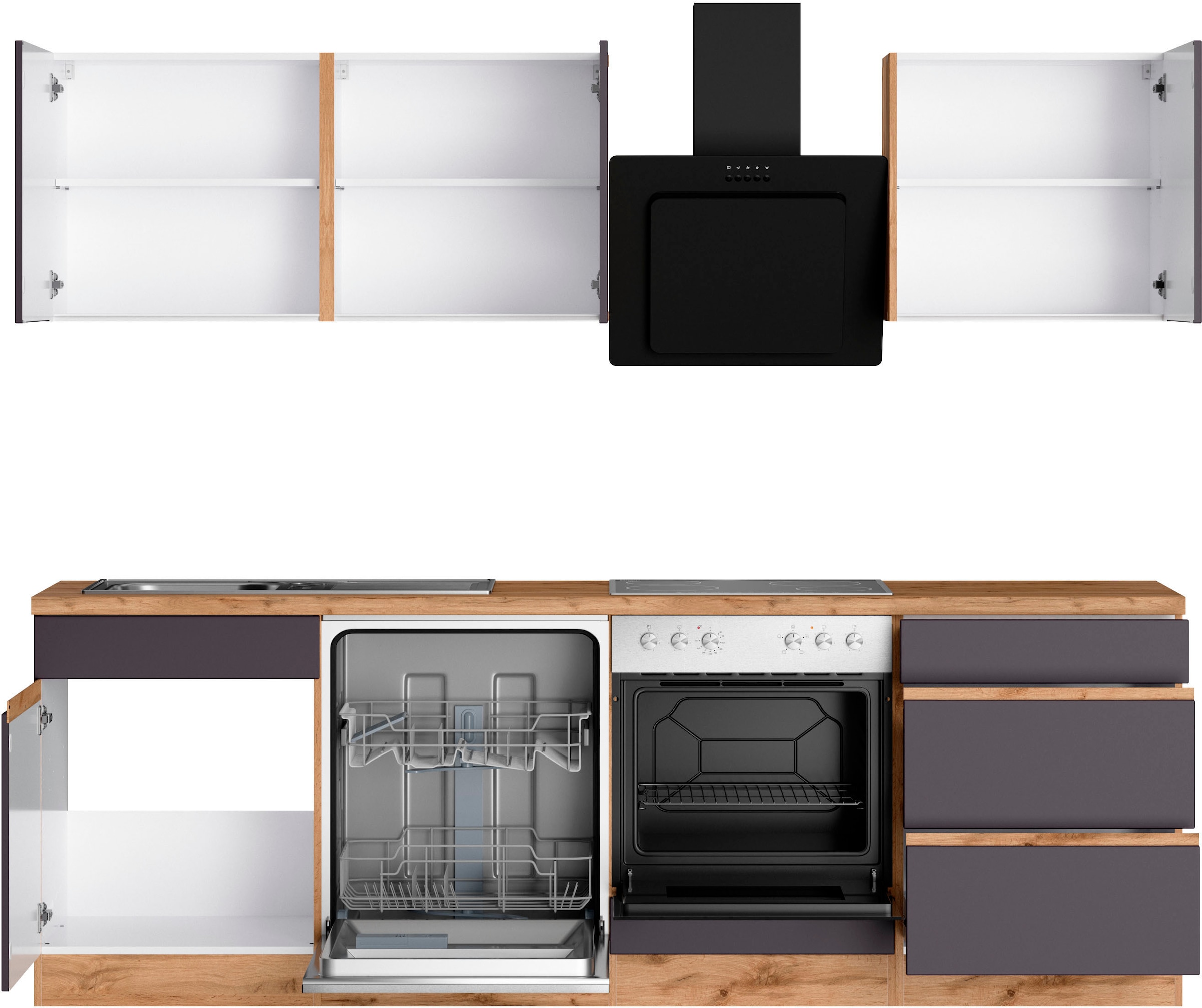 KOCHSTATION Küchenzeile »KS-Riesa« Stellbreite 240 cm, wahlweise mit oder ohne E-Geräte