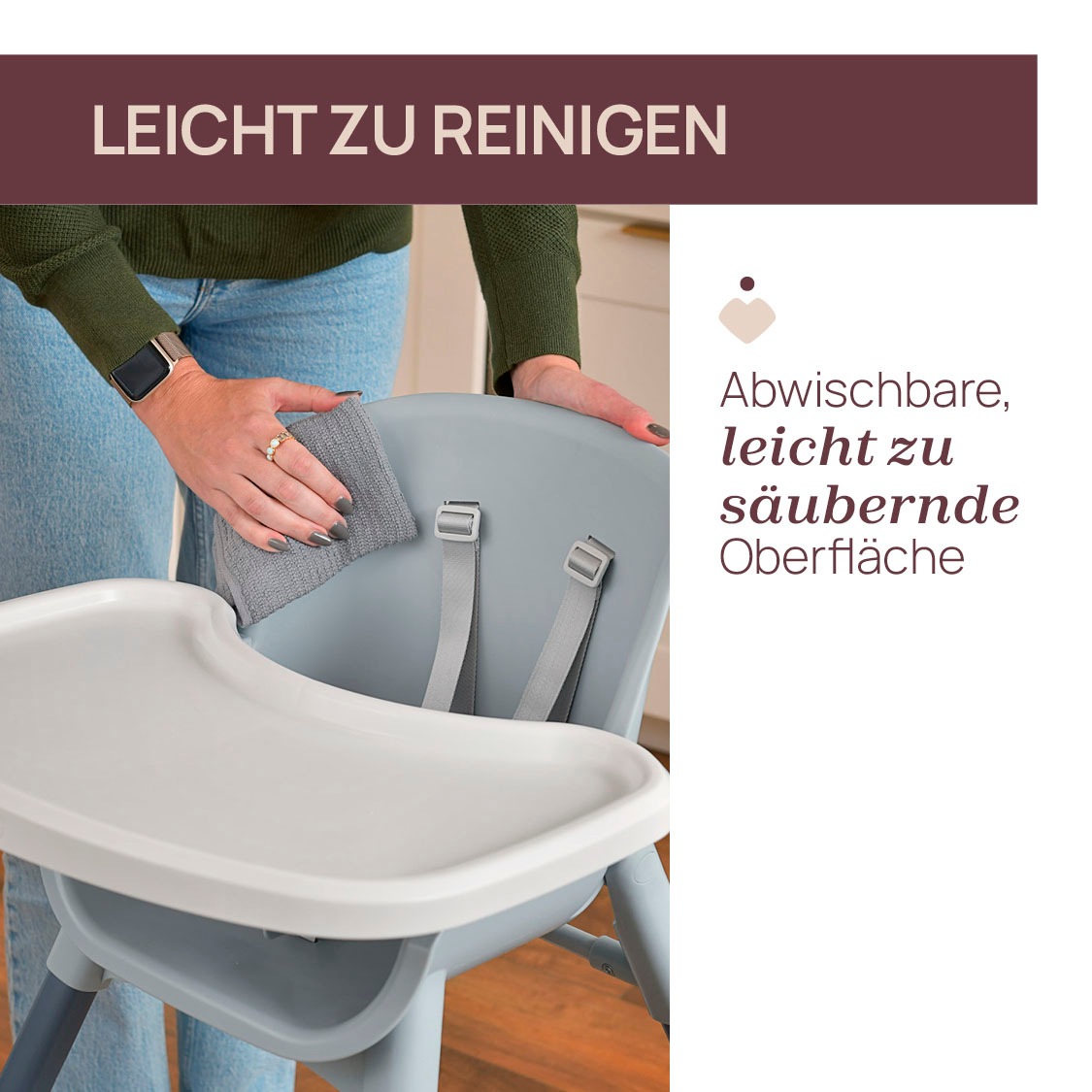 Chicco Hochstuhl »Zest Plus Wooden Grey«, mit abnehmbarem Tablett