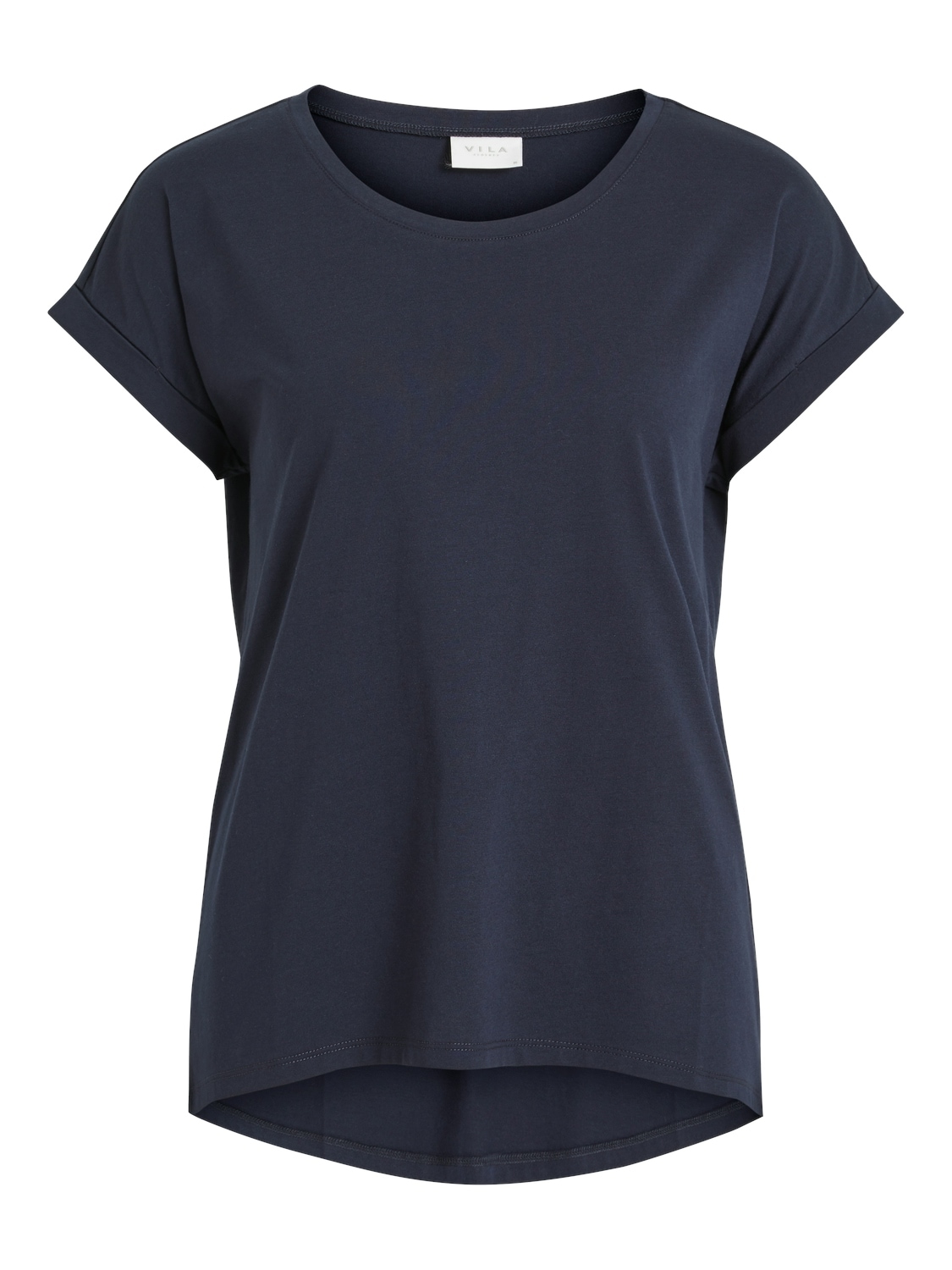 Vila Rundhalsshirt »VIDREAMERS NEW PURE T-SHIRT/SU-NOOS«, Basic Damen-T-Shirt mit Rundhalsausschnitt und umgeschlagenen Ärmeln