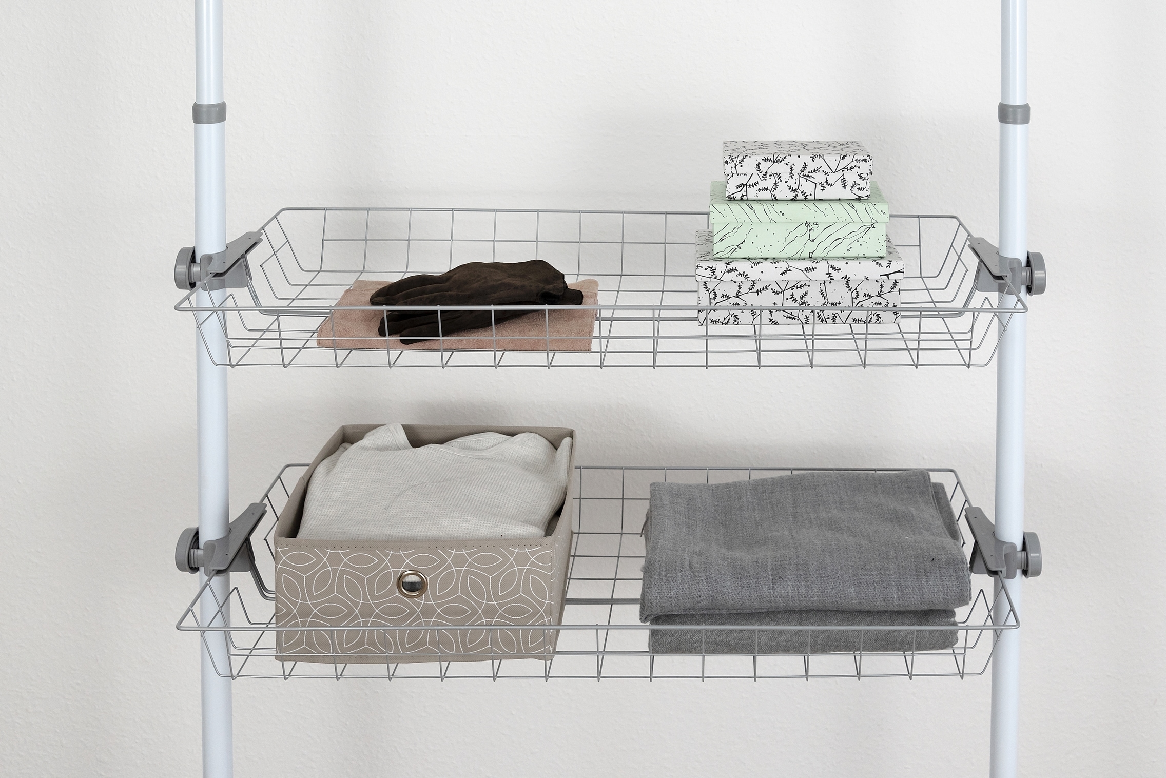 WENKO Organizer »Modell Herkules«, (Set, 2 St.), Drahtkörbe aus Stahl, Erweiterung zum Teleskop-System Herkules