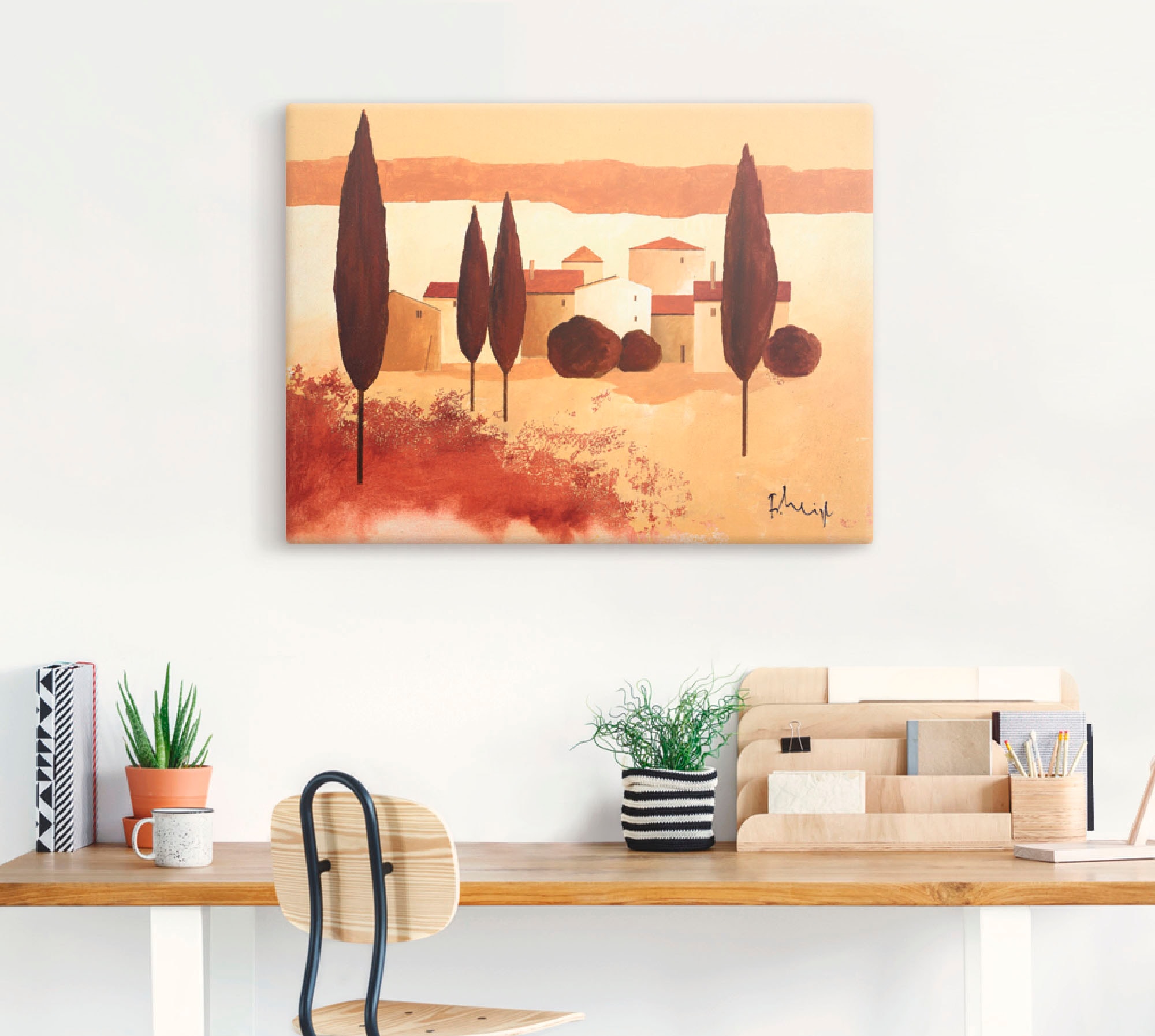 Artland Leinwandbild »Kleines Mediterranes Dorf«, Wiesen & Bäume, (1 St.), auf Keilrahmen gespannt