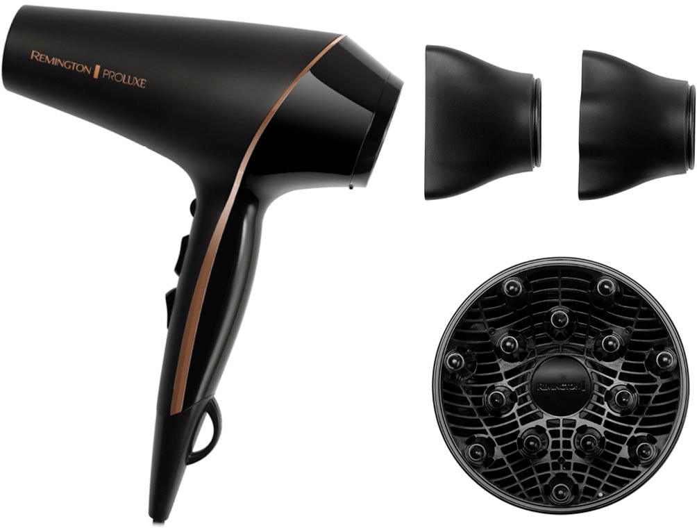 Remington Haartrockner »PROluxe Midnight Edition (AC9140B)« 2.400 W 3 Aufsätze Profi, mit Ionenpflege, OPTIheat-Technologie und langlebigem...