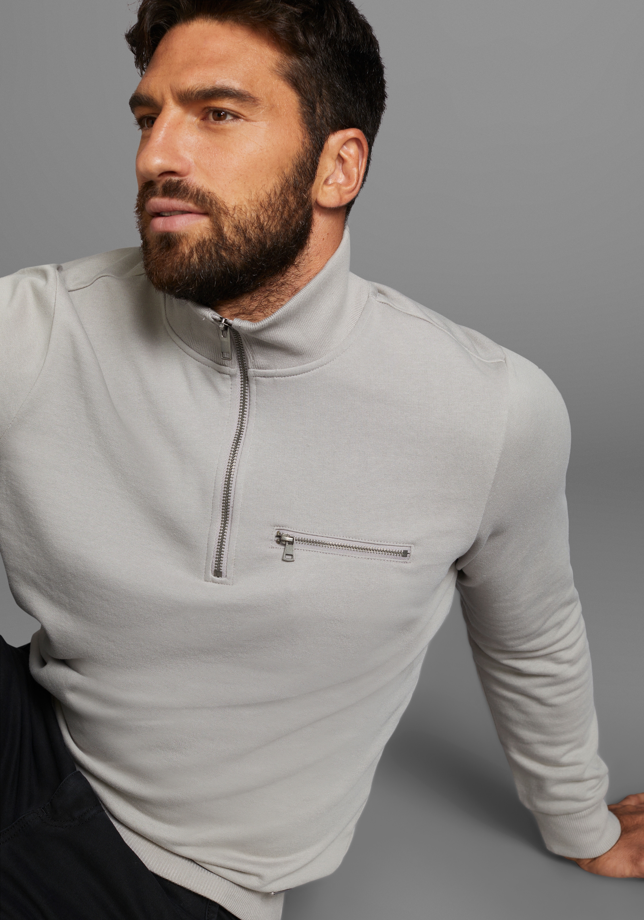 Bruno Banani Sweatshirt, mit Troyer Kragen