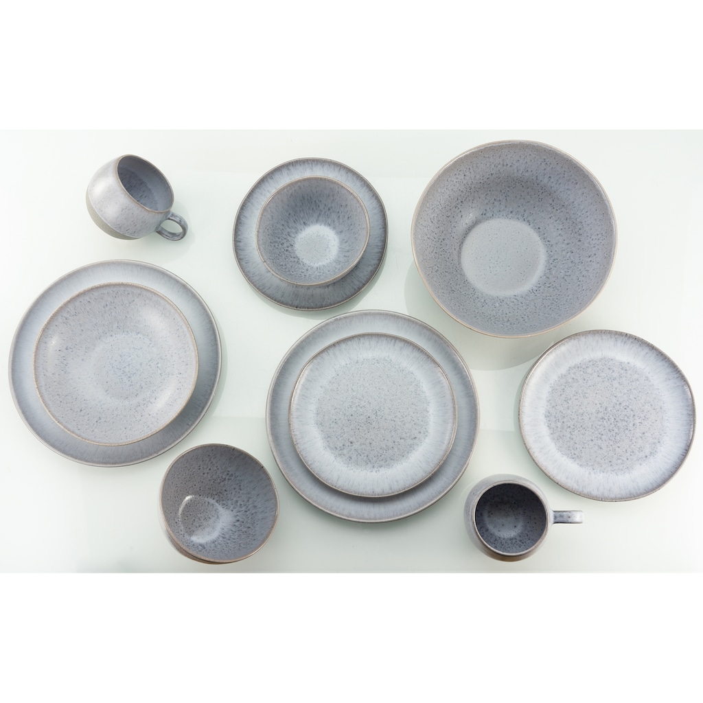 CreaTable Kombiservice »Geschirr-Set LOFT STONE«, (Set, 16 tlg., Kaffeeservice und Tafelservice im Set, für 4 Personen)