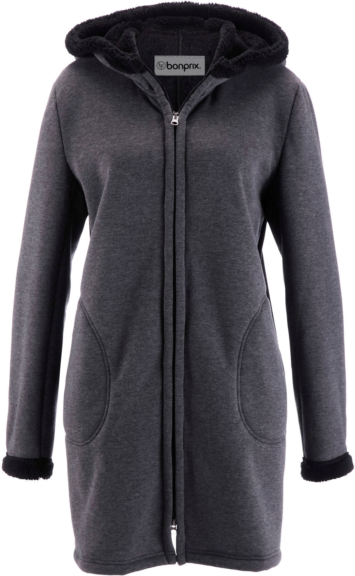 bonprix Kapuzensweatjacke »Kapuzen-Sweatjacke mit Teddyfell« mit Kapuze, mit Teddyfell-Futter, aus Polyester und Baumwolle