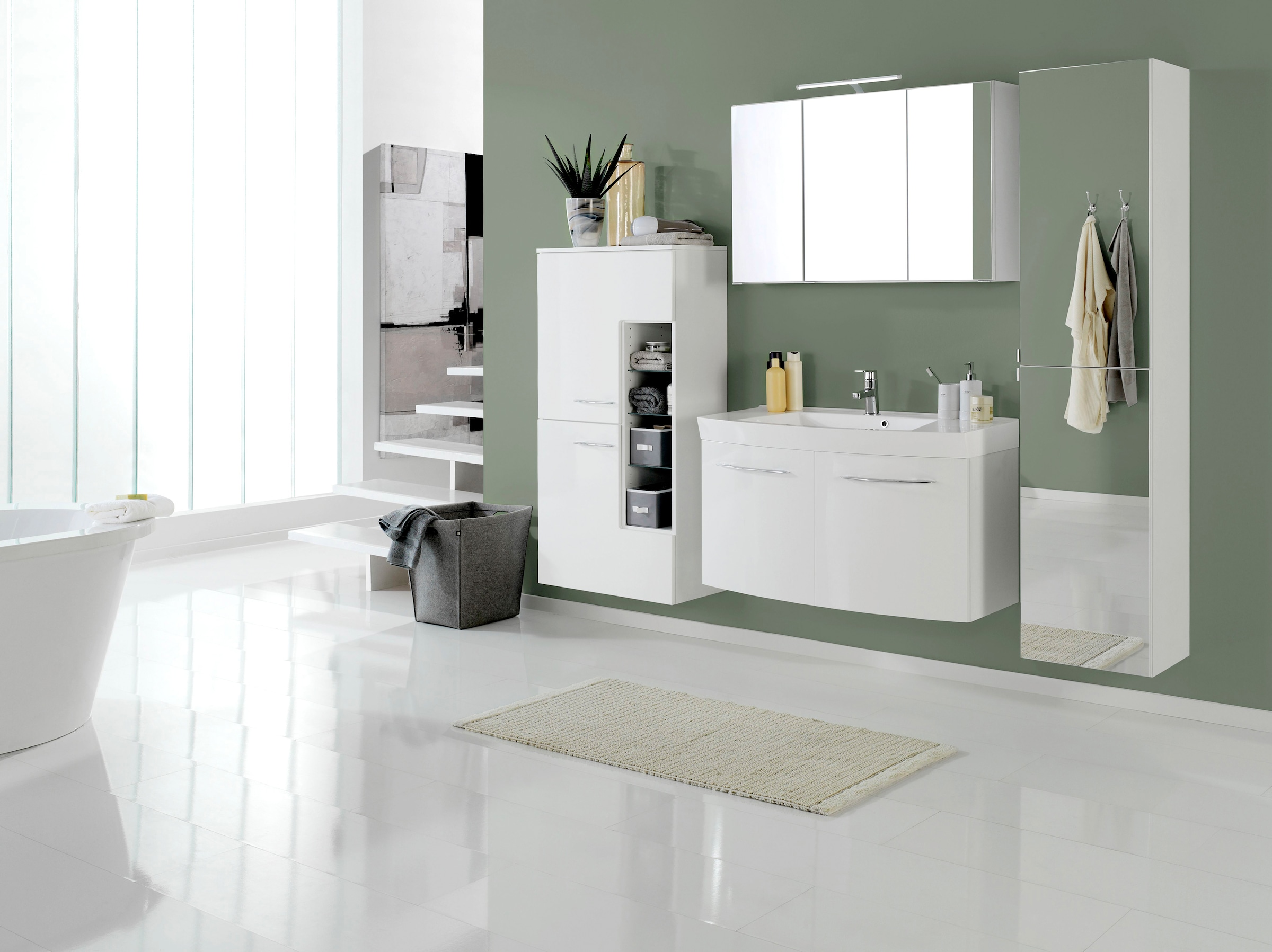 welltime Midischrank »Florida«, Breite 65 cm, mit hochglänzenden Fronten