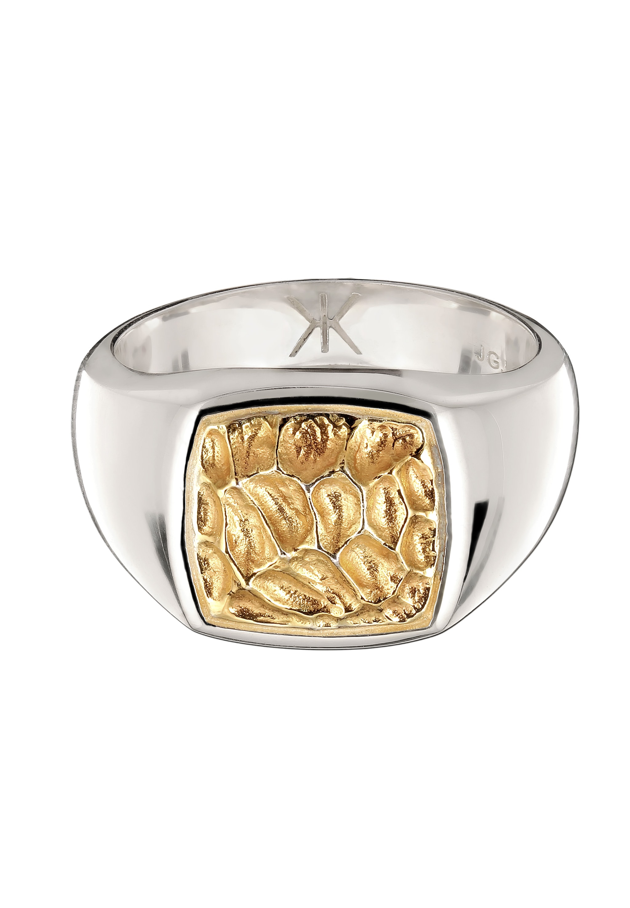 Kuzzoi Siegelring »Ring Siegelring Quadrat Bicolor 925 Sterling Silber vergoldet«
