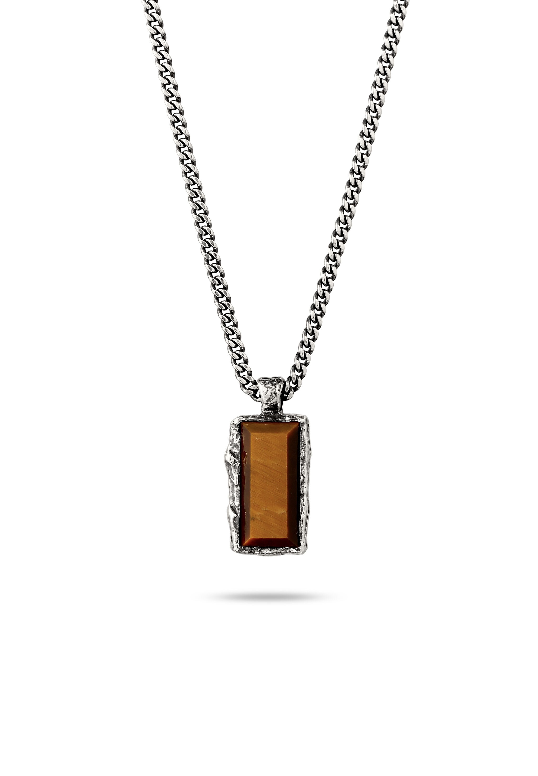 HAZE & GLORY Kette mit Anhänger »Halskette Anhänger Tigerauge Braun 925 Sterling Silber - Bold Bar«