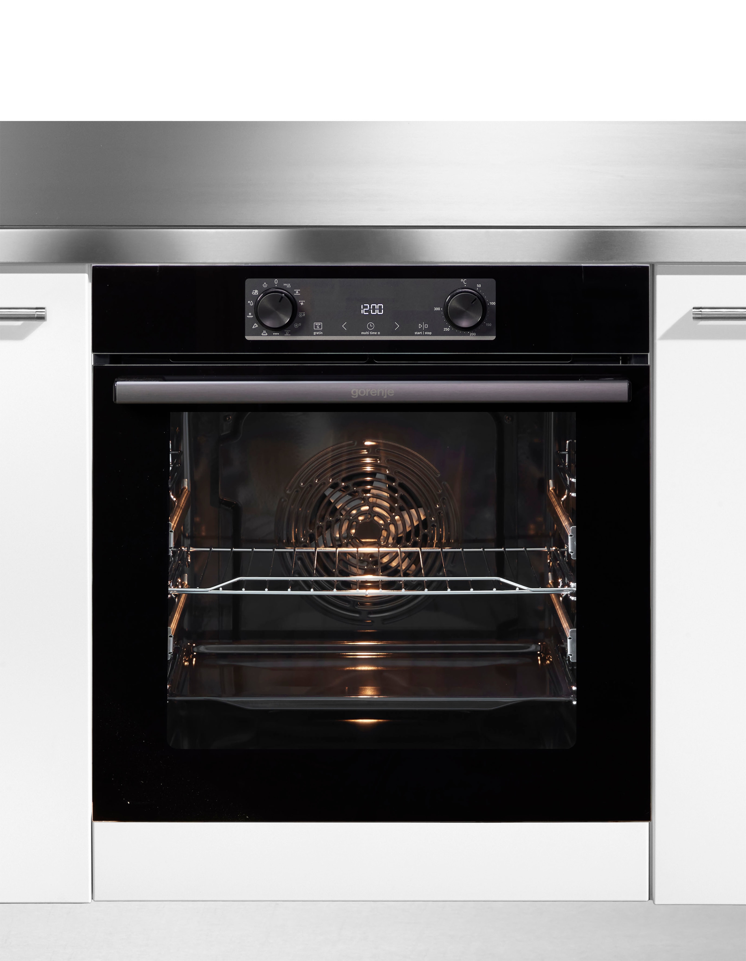 GORENJE Einbaubackofen  »BOS6737E09BGOT«, mit 2-fach-Teleskopauszug, Aqua-Reinigungsfunktion, ExtraSteam, AirFry-Funktion