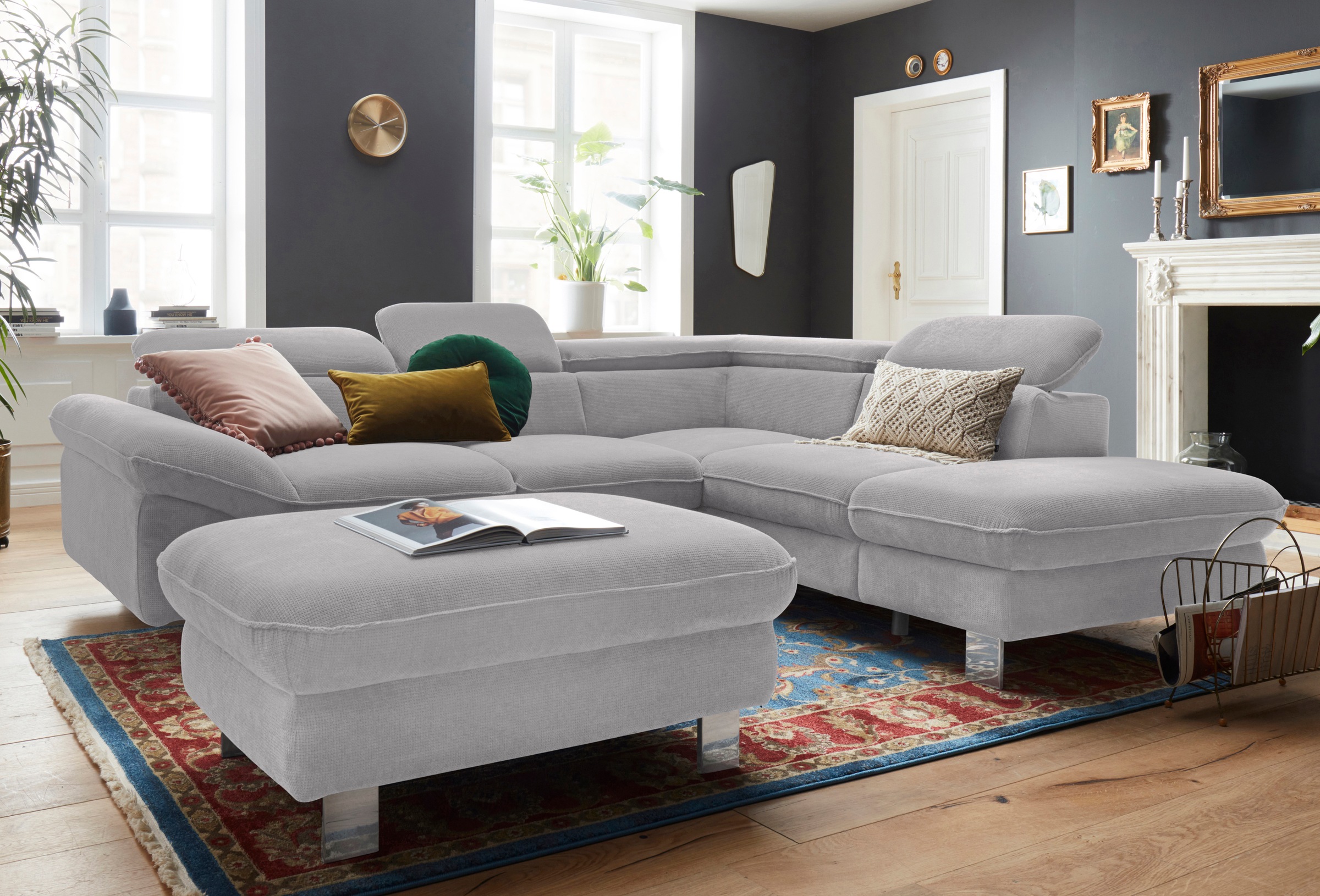 COTTA Polstergarnitur »Driver L-Form«, (Set, 2 tlg.), Set bestehend aus: Ecksofa mit Kopfteilverstellung & Hocker