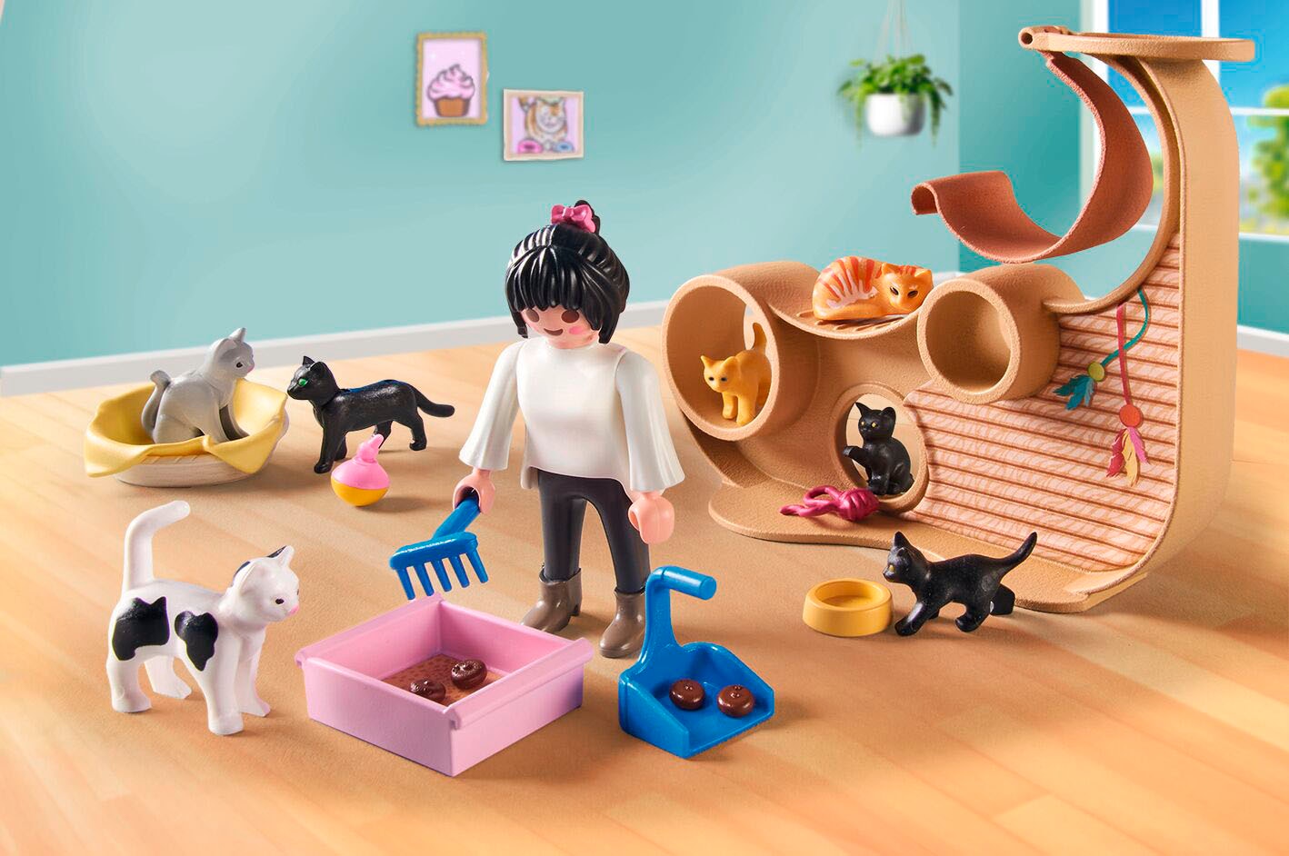 Playmobil® Konstruktions-Spielset »Katzencafe (71744), Playmobil My Life«, (72 St.), Made in Europe