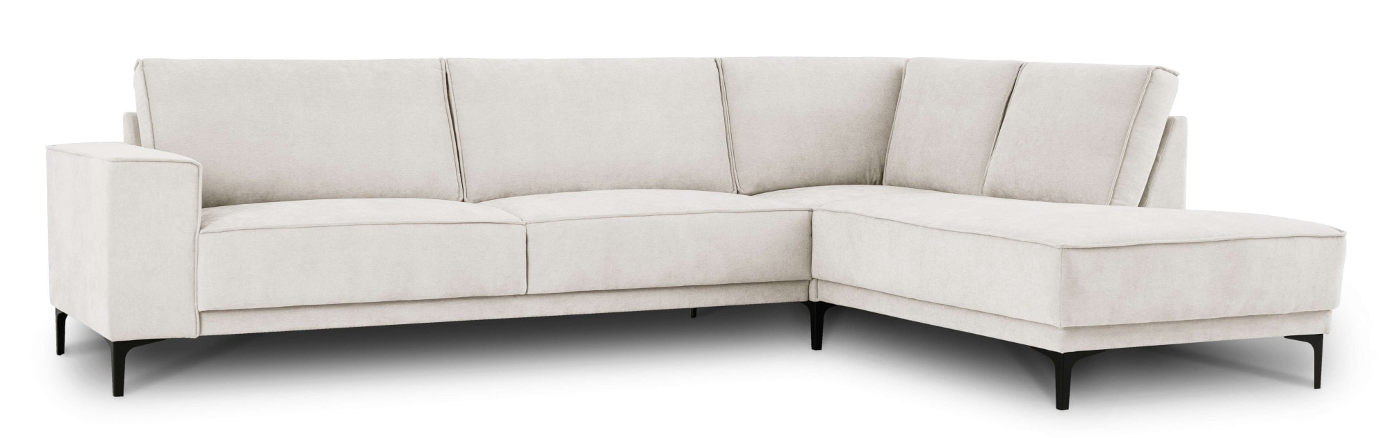PLACES OF STYLE Ecksofa »Polsterecke Oland, Struktur, Flachgewebe, Luxus-Microfaser, Boucle« L-Form, 289 cm, Wellenunterfederung, Skandi-Design, Metallfüße