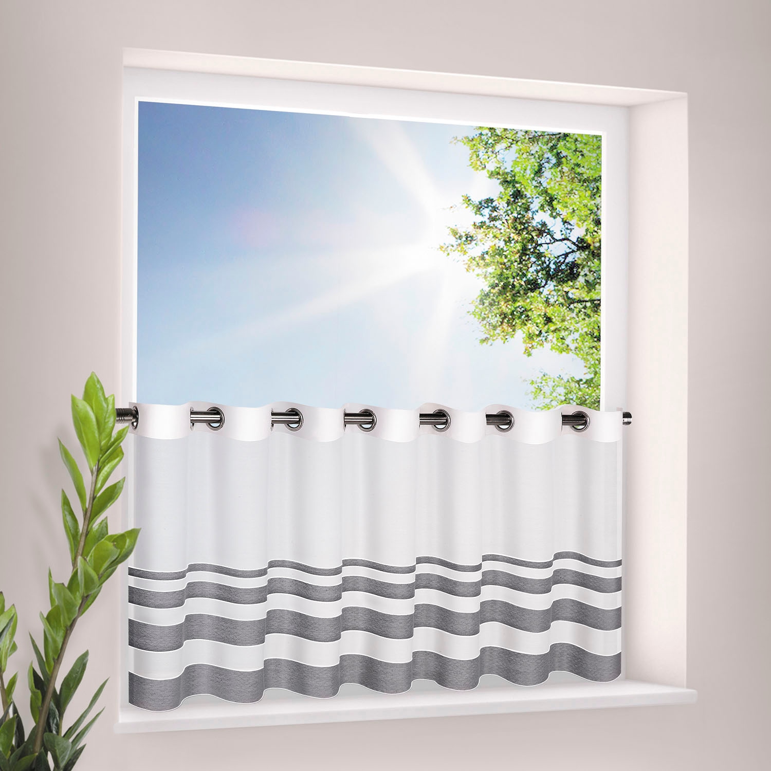 Gerster Scheibengardine »Eskil«, (1 St.), HxB: 50x140, mit modernem Streifen Design