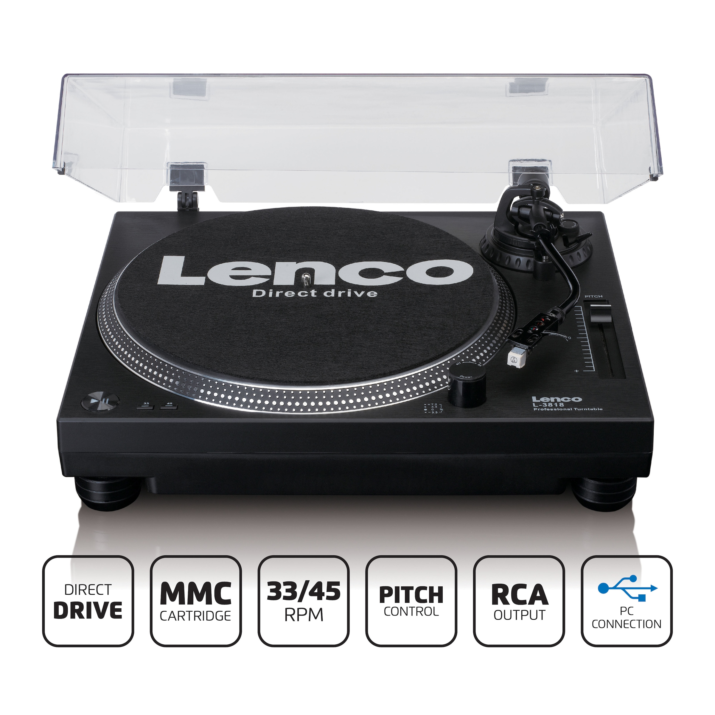 Lenco Plattenspieler »L-3818BK«, Software CD und Handbuch