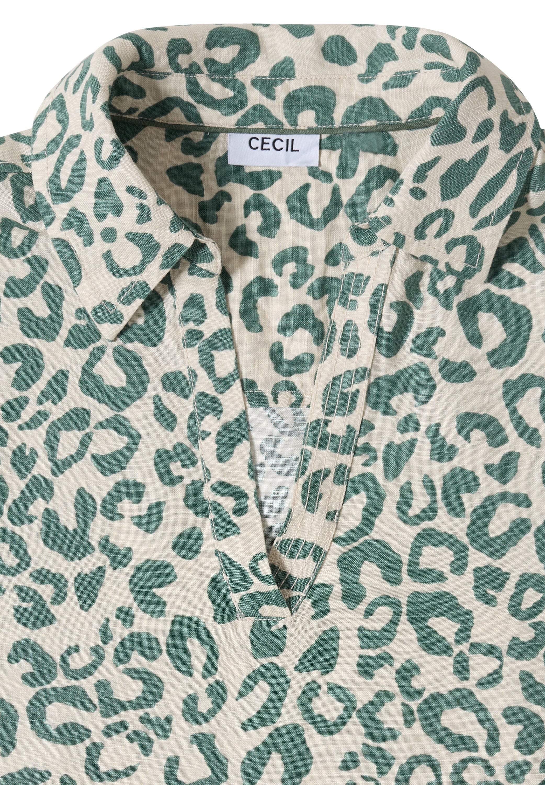 Cecil Sommerkleid Ohne Taschen Knielanges Sommerkleid aus Leinenmix mit Print