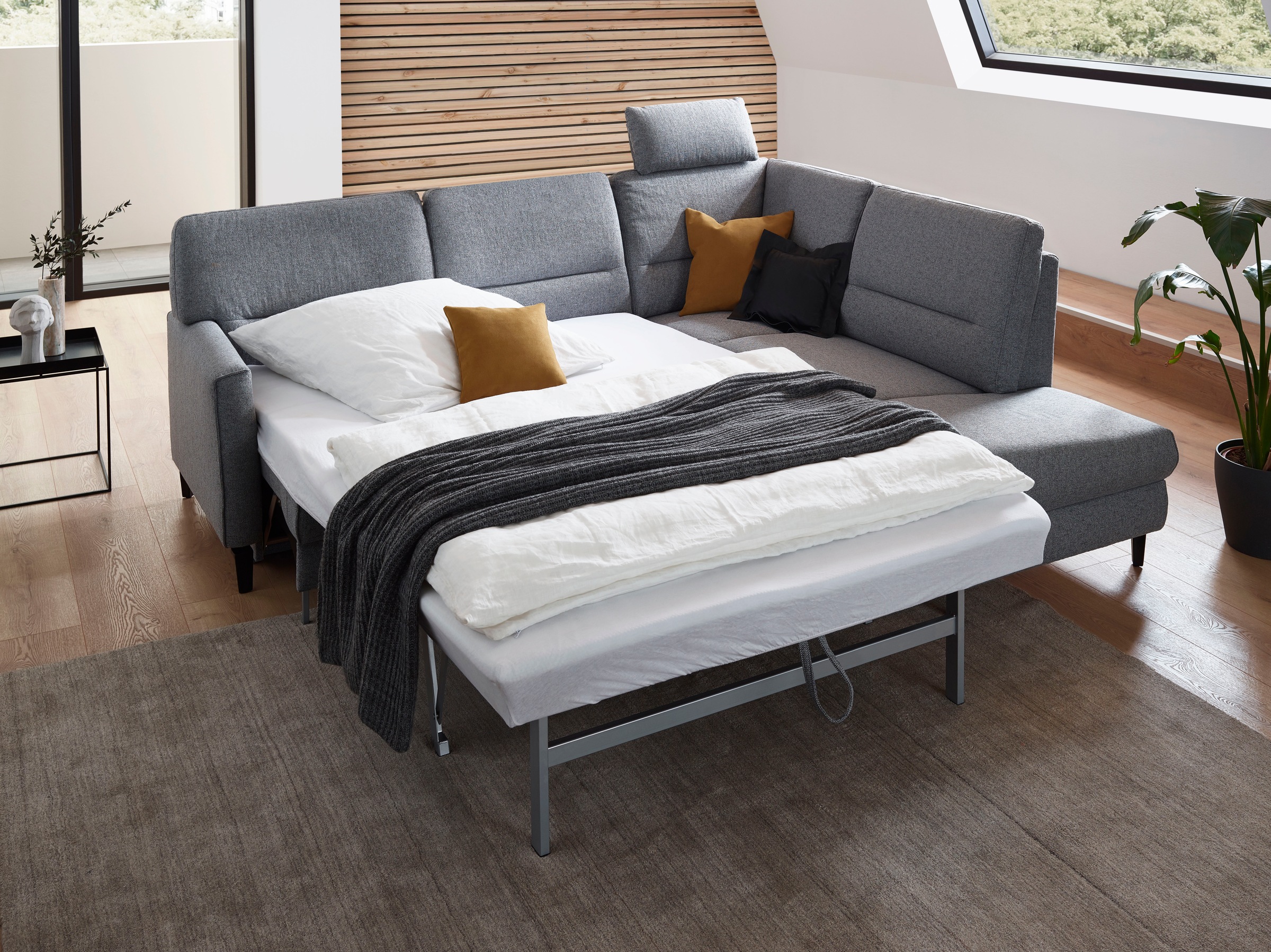 ADA premium Ecksofa »Messina large«, Wahlweise mit Bett-/Vorzieh- und Stauraumfunktion in zwei Tiefen