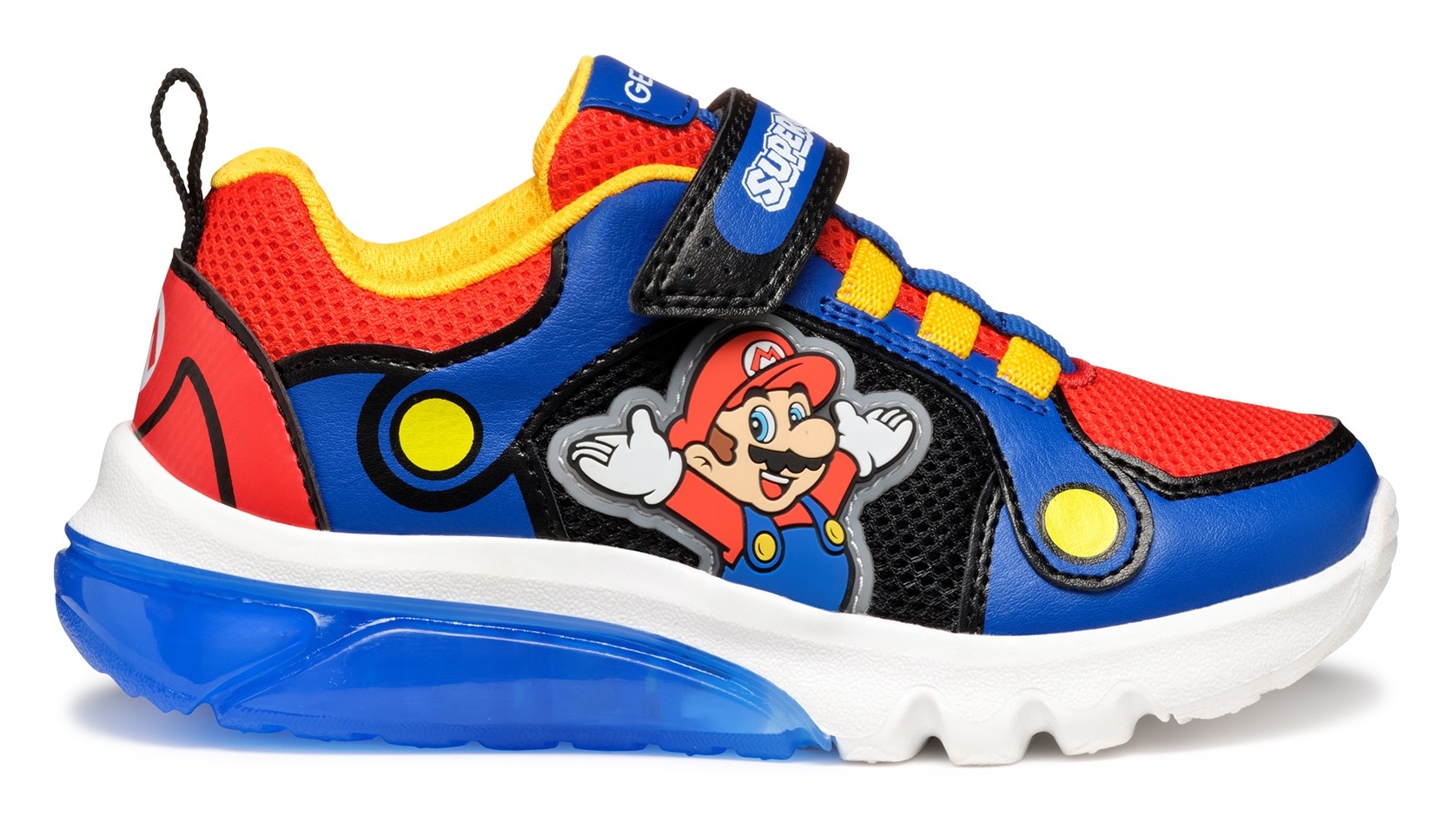 Geox Sneaker »J CIBERDRON BOY Blinkschuh«, Retro Sneaker, Blinkschuh mit Super Mario Motiv